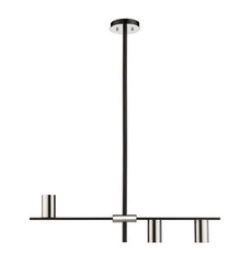 Calumet GU10 3 Light Linear Chandelier Matte Black + Polished Nickel