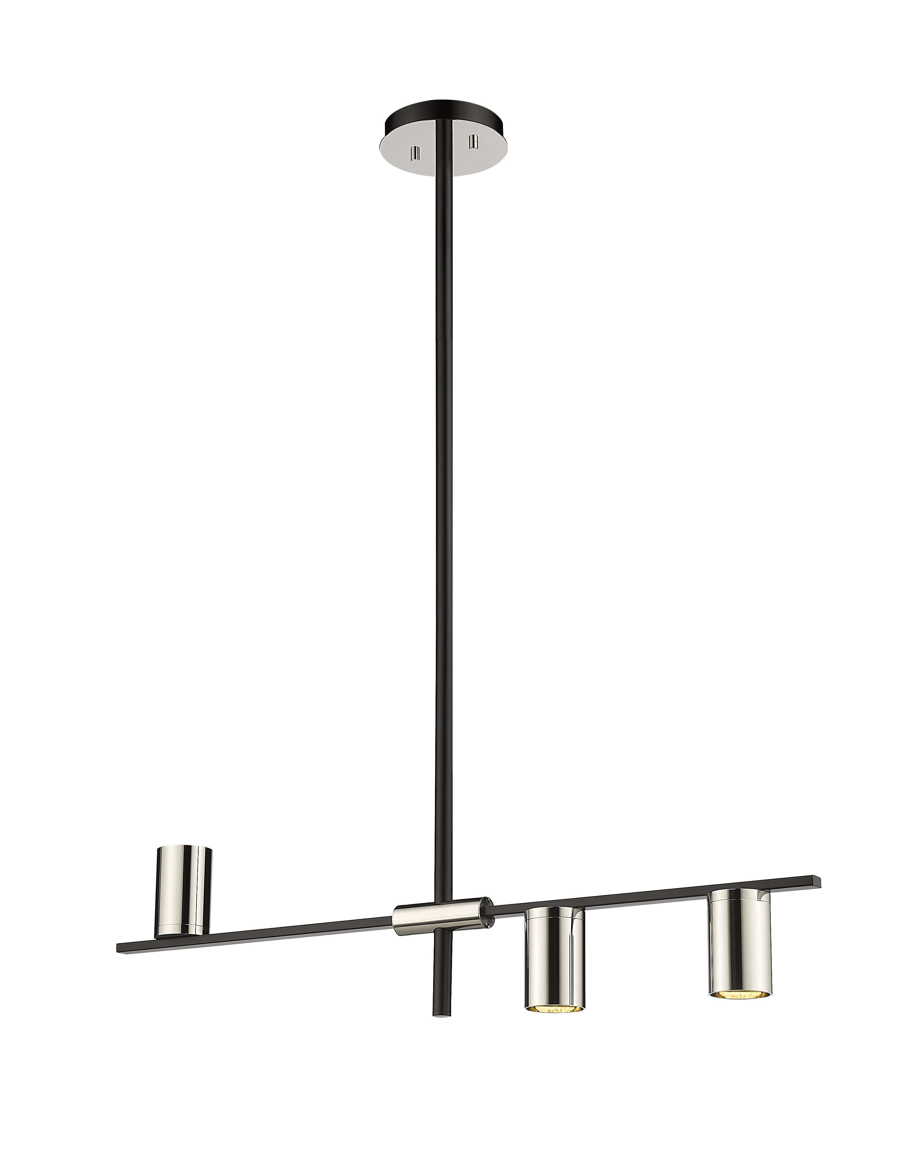 Calumet GU10 3 Light Linear Chandelier Matte Black + Polished Nickel
