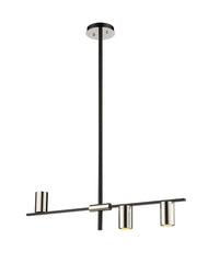 Calumet GU10 3 Light Linear Chandelier Matte Black + Polished Nickel
