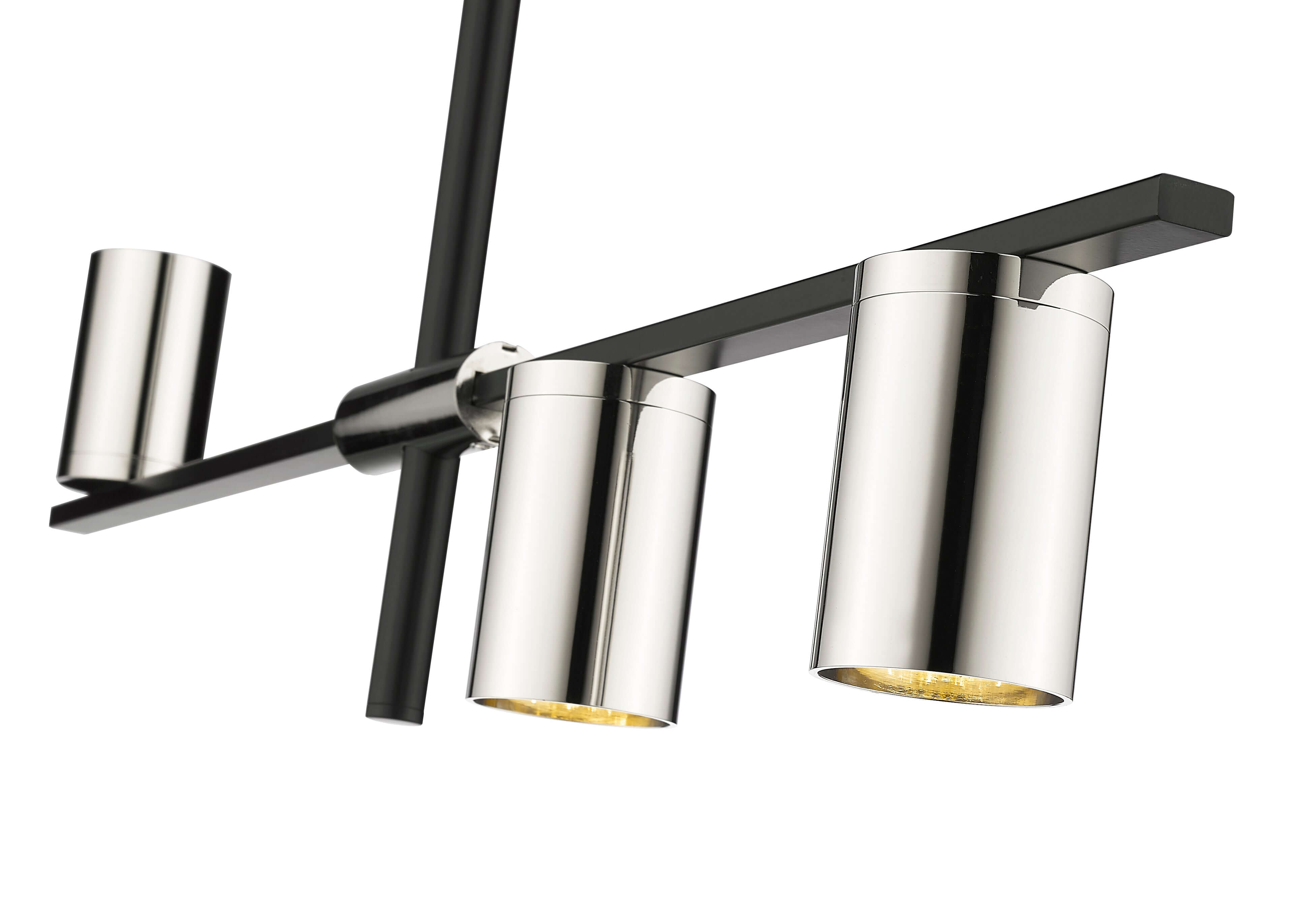 Calumet GU10 3 Light Linear Chandelier Matte Black + Polished Nickel