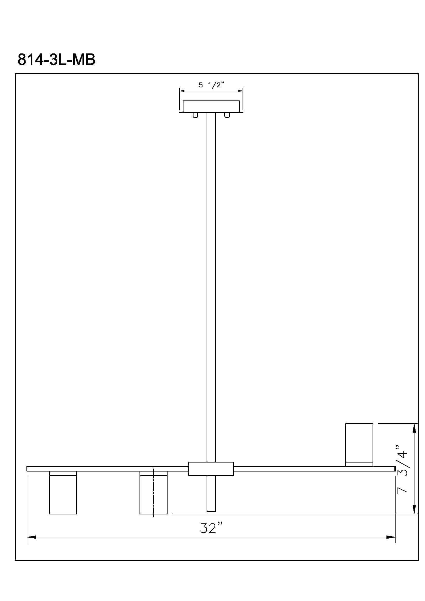 Calumet GU10 3 Light Linear Chandelier Matte Black + Polished Nickel