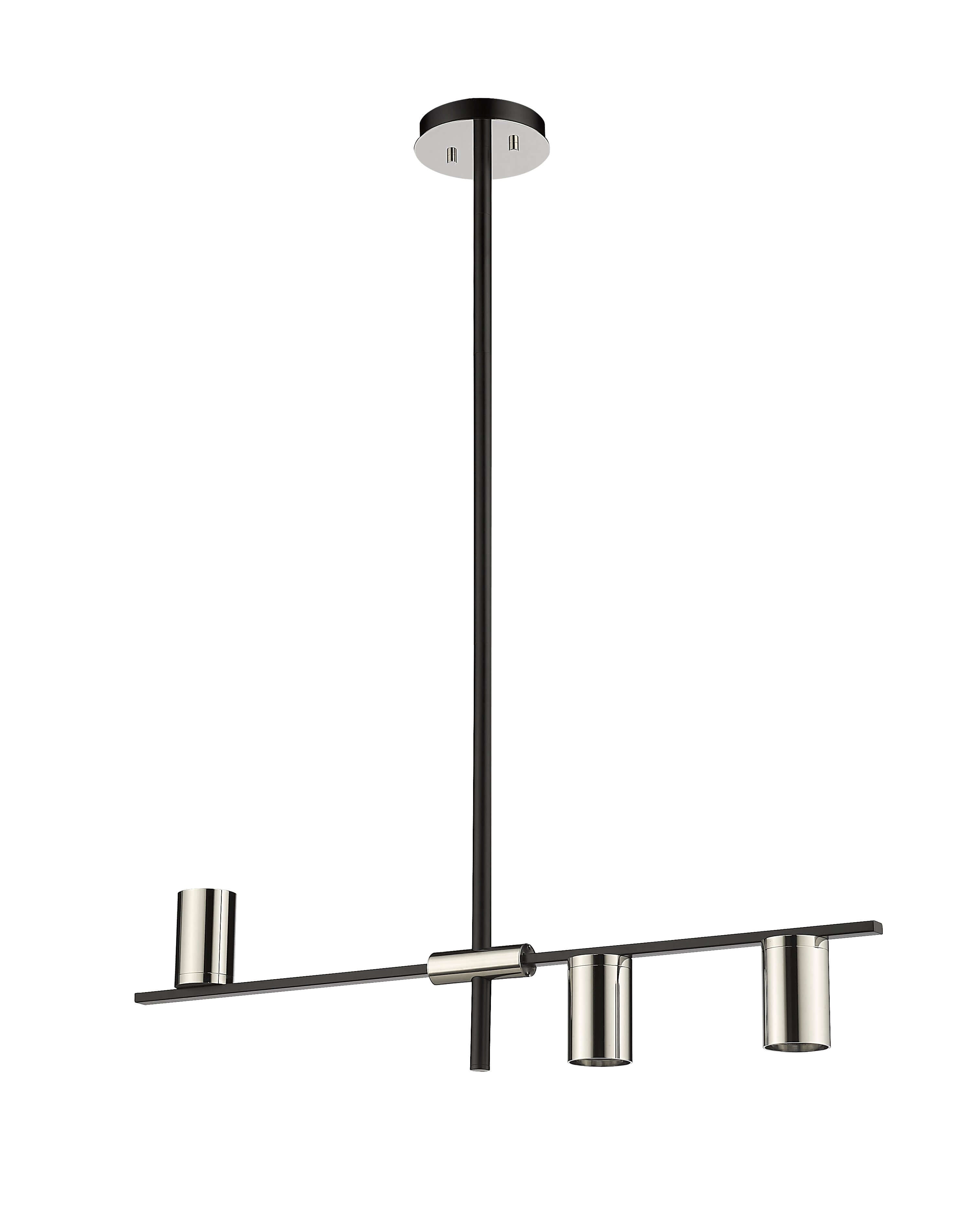 Calumet GU10 3 Light Linear Chandelier Matte Black + Polished Nickel