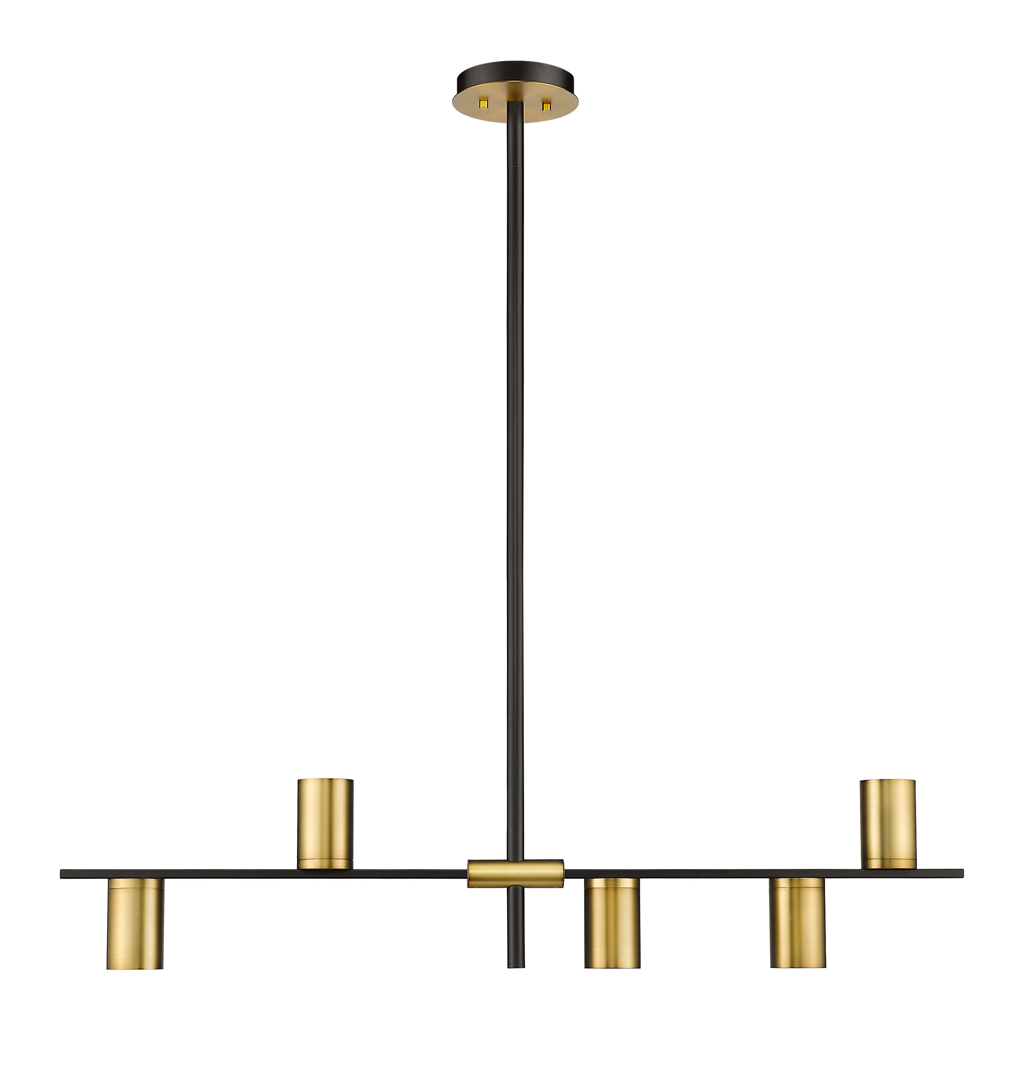 Calumet GU10 5 Light Linear Chandelier Matte Black + Olde Brass