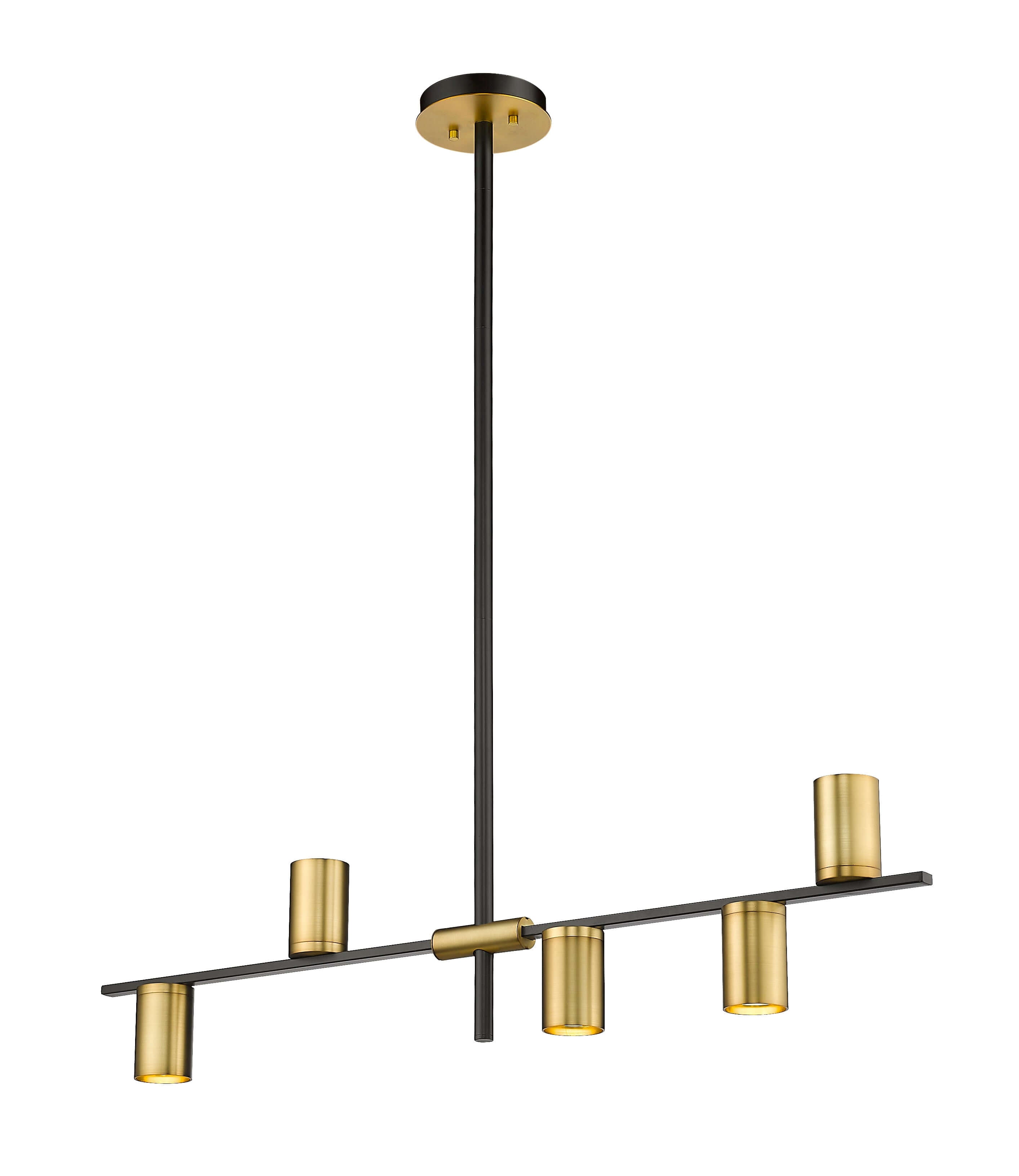 Calumet GU10 5 Light Linear Chandelier Matte Black + Olde Brass