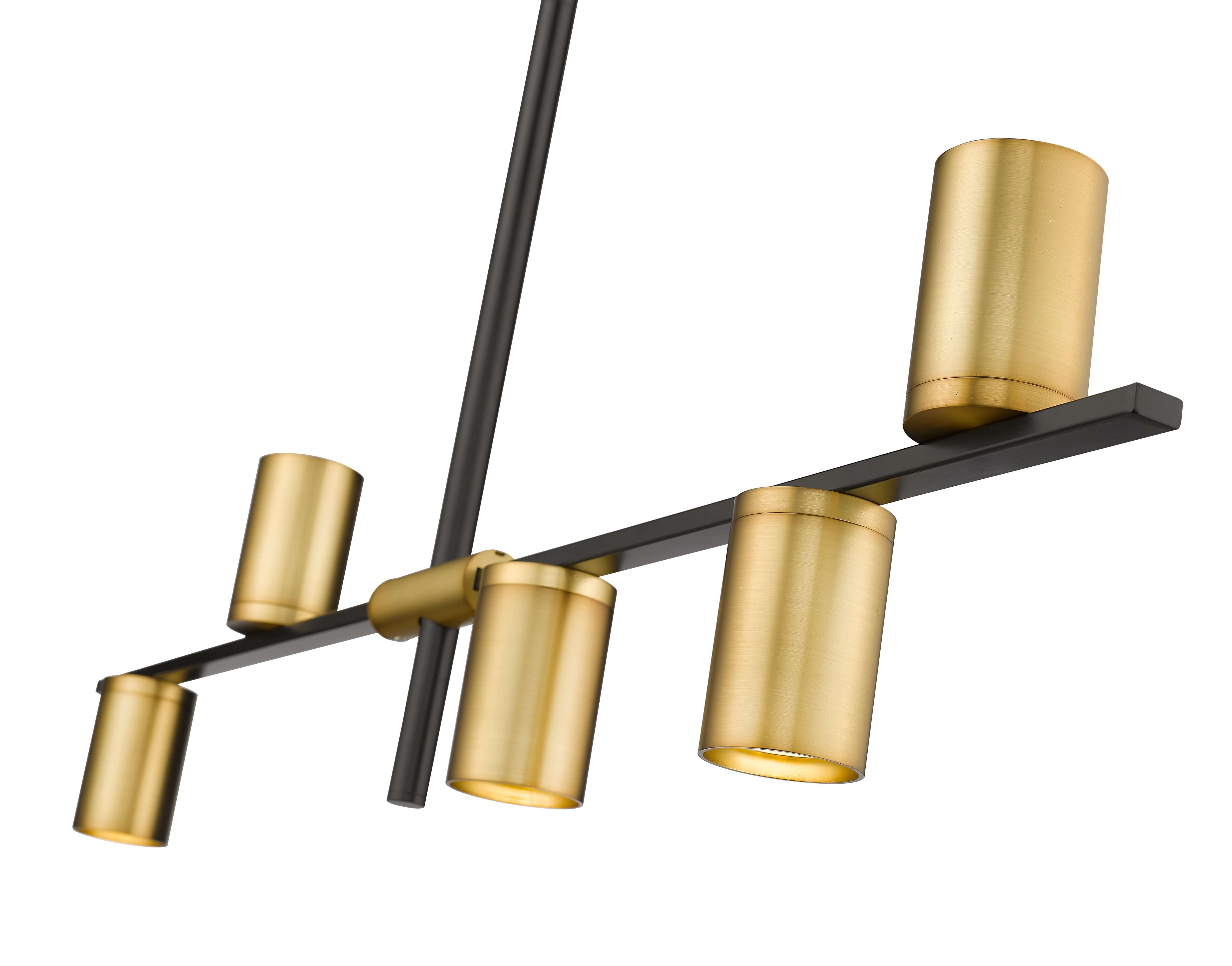 Calumet GU10 5 Light Linear Chandelier Matte Black + Olde Brass