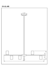 Calumet GU10 5 Light Linear Chandelier Matte Black + Olde Brass
