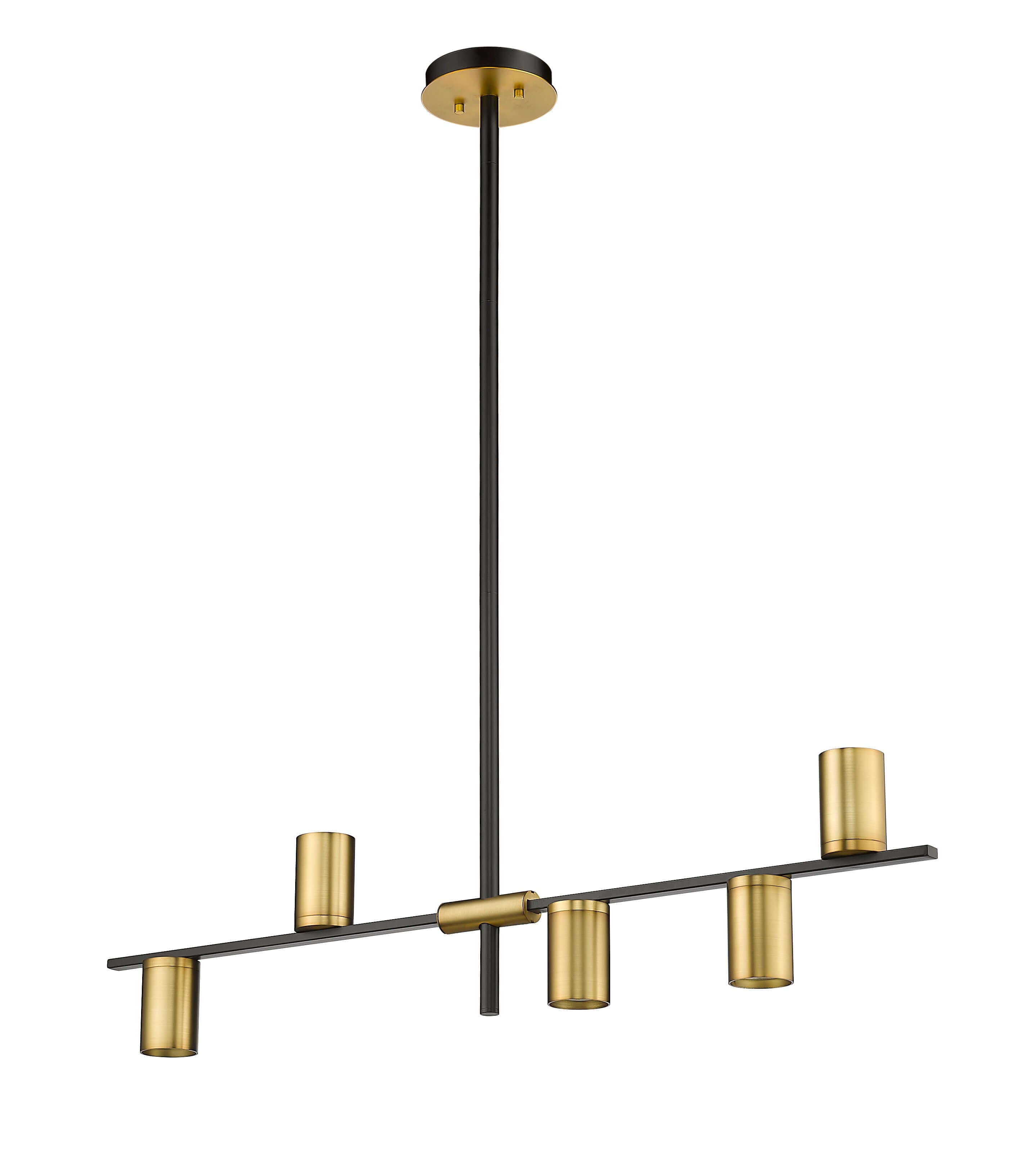 Calumet GU10 5 Light Linear Chandelier Matte Black + Olde Brass