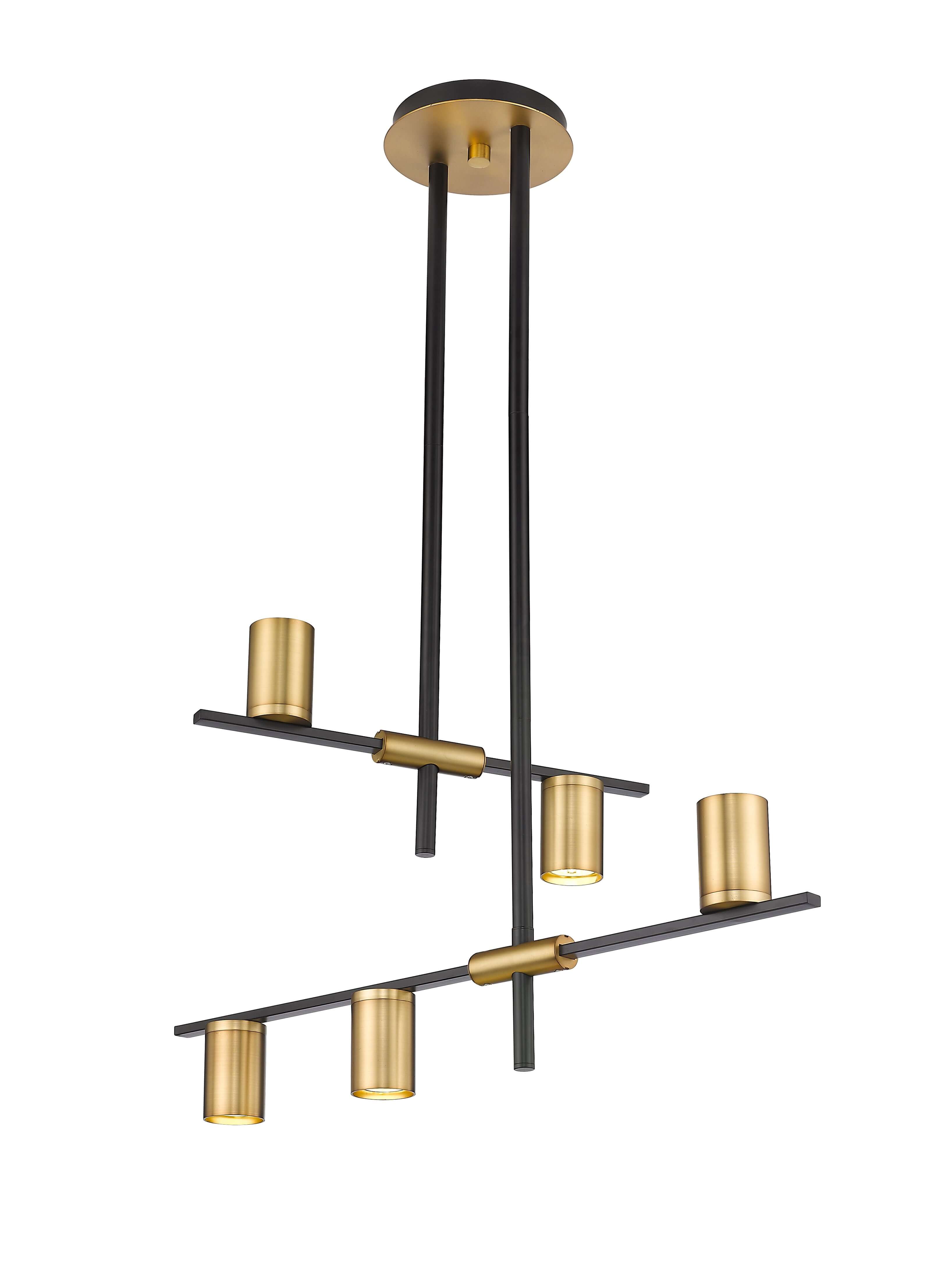 Calumet GU10 5 Light Chandelier Matte Black + Olde Brass