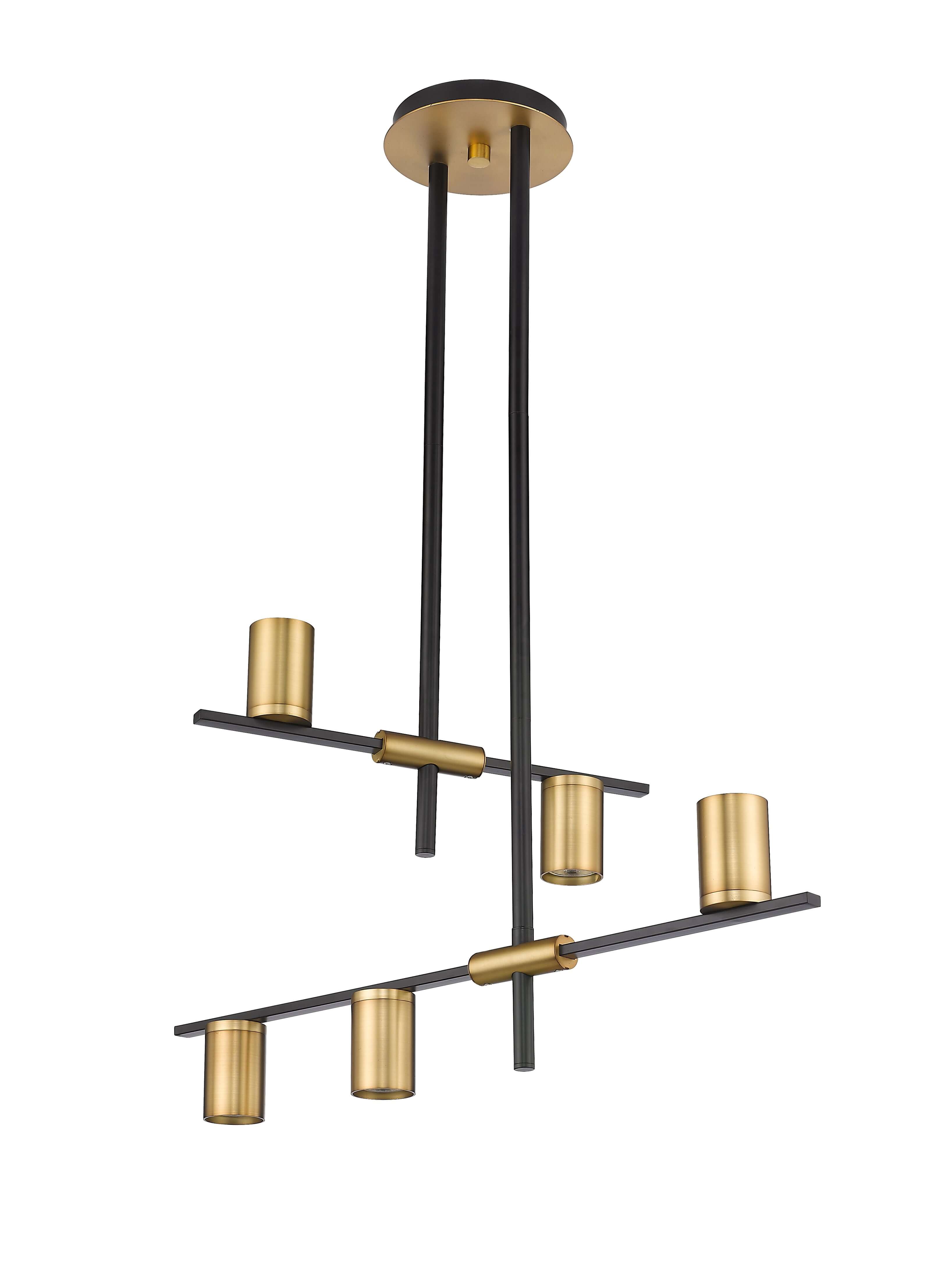 Calumet GU10 5 Light Chandelier Matte Black + Olde Brass