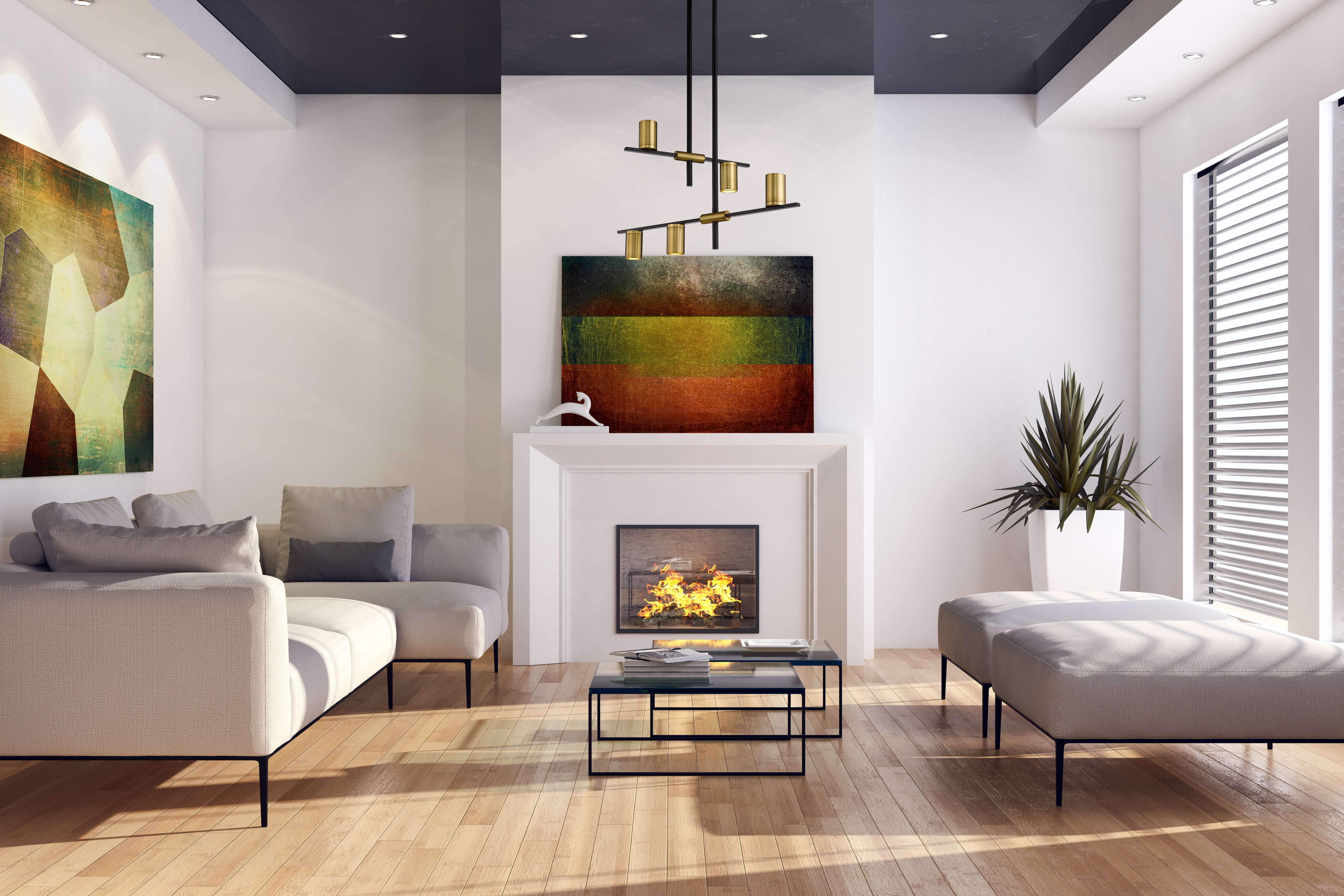 Calumet GU10 5 Light Chandelier Matte Black + Olde Brass