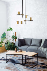 Calumet GU10 5 Light Chandelier Matte Black + Olde Brass