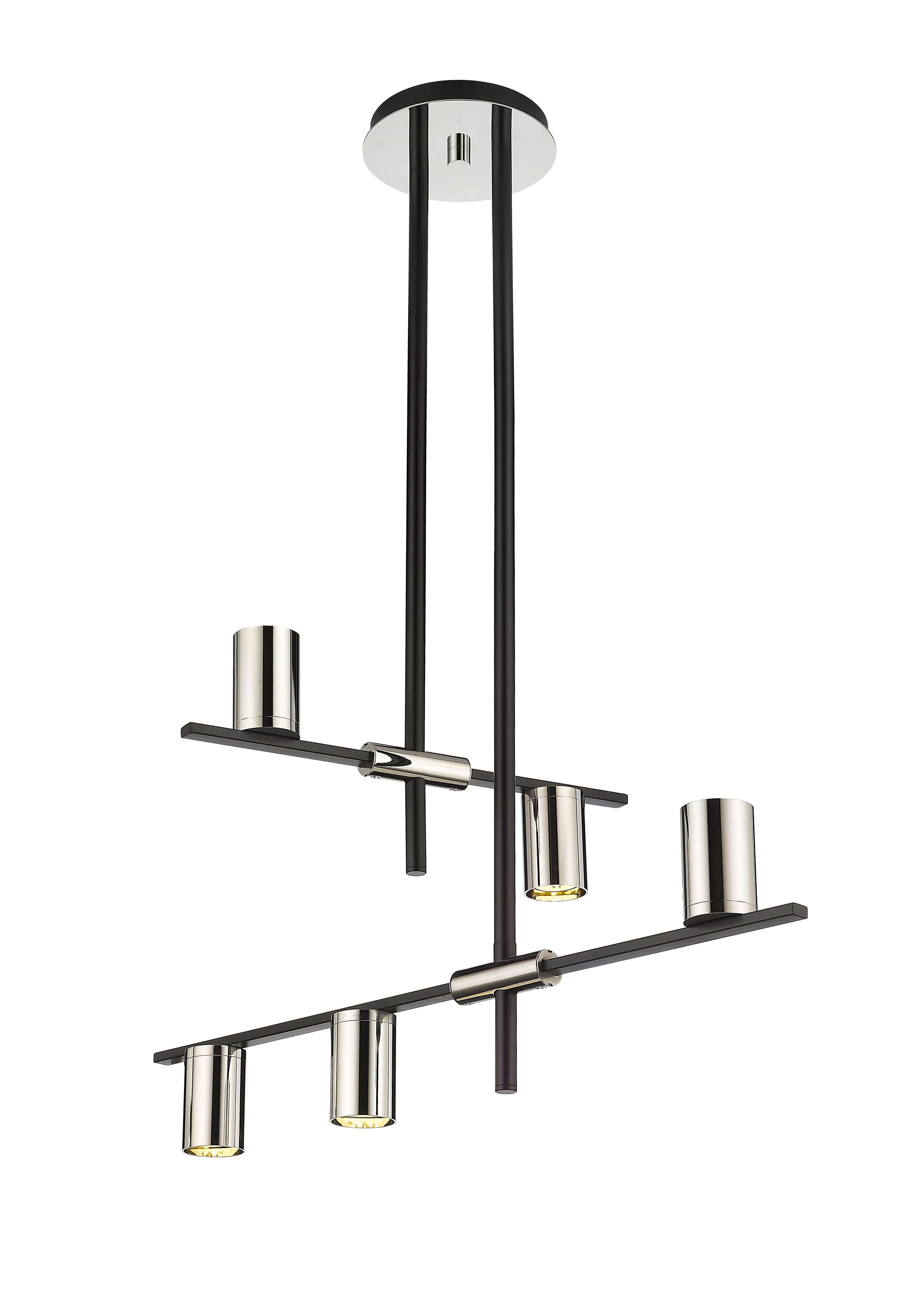 Calumet GU10 5 Light Chandelier Matte Black + Polished Nickel