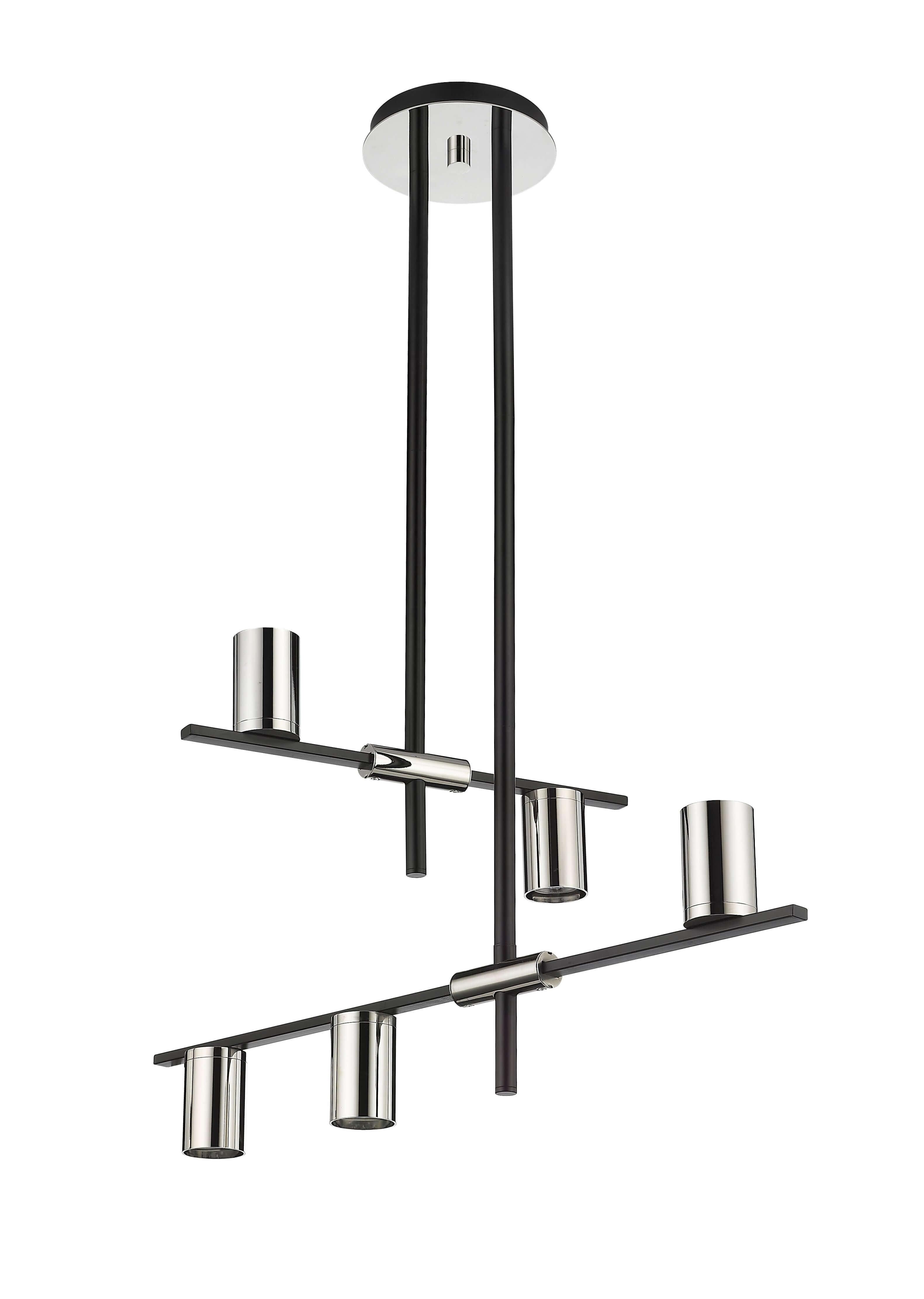 Calumet GU10 5 Light Chandelier Matte Black + Polished Nickel