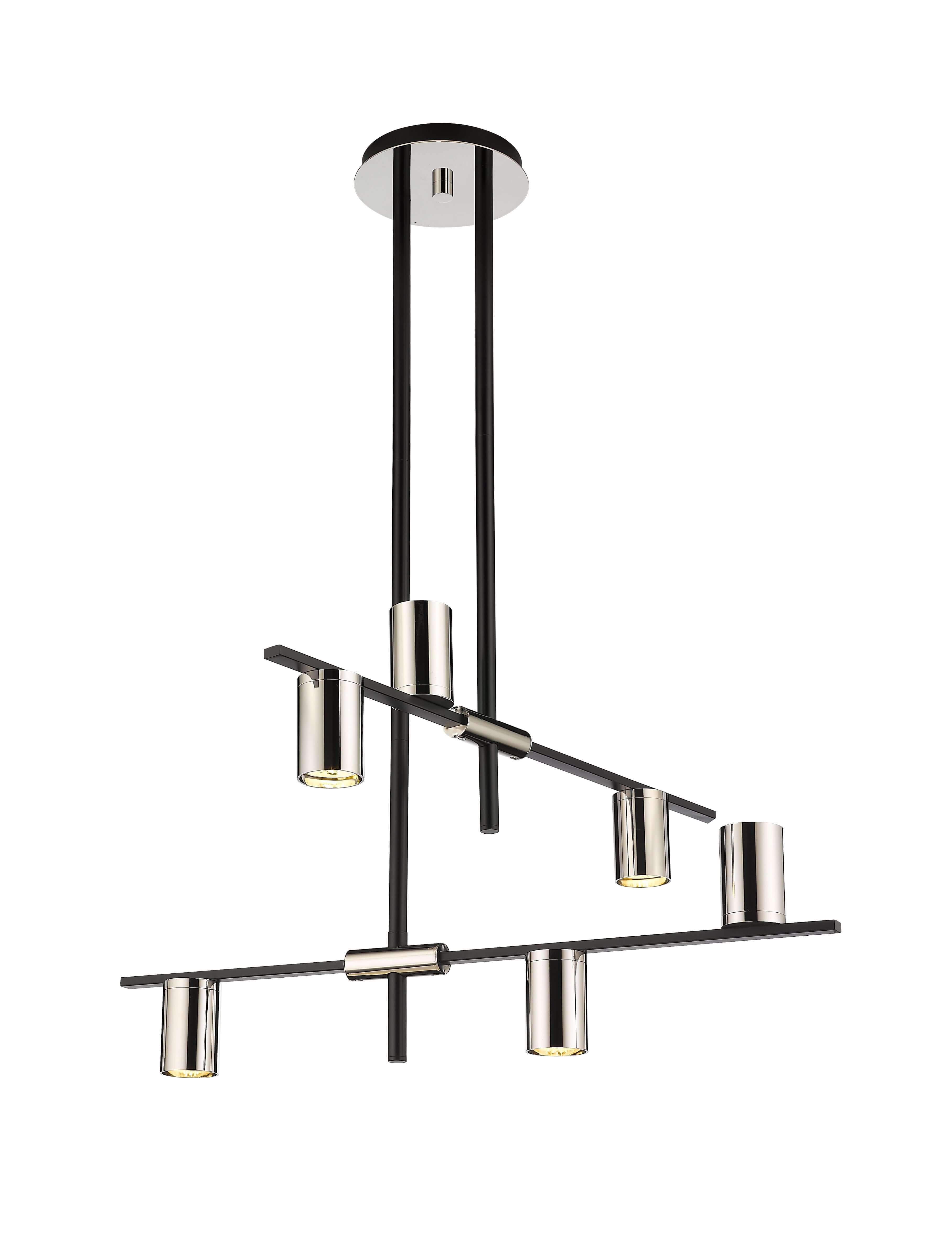 Calumet GU10 6 Light Chandelier Matte Black + Polished Nickel