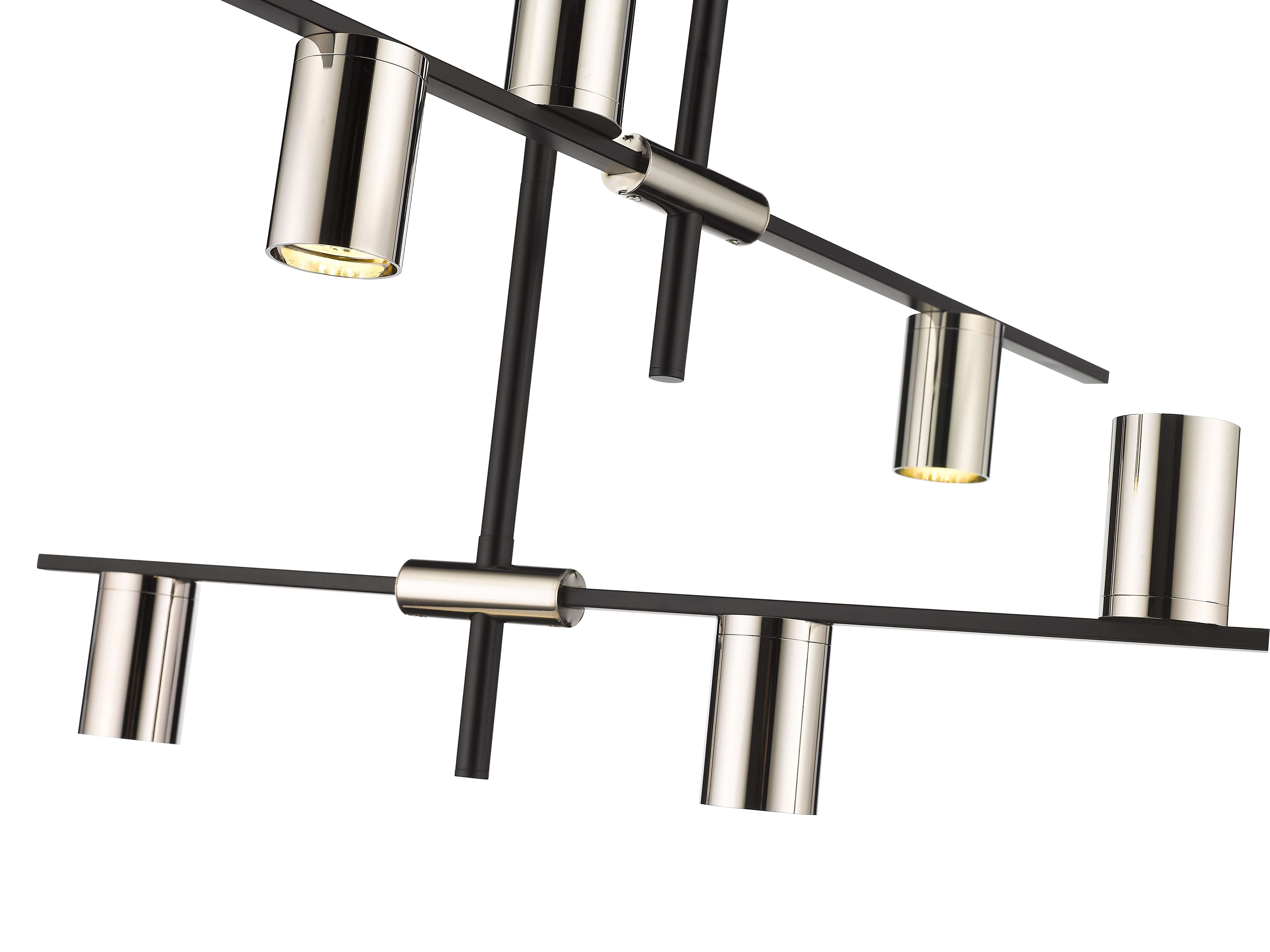 Calumet GU10 6 Light Chandelier Matte Black + Polished Nickel