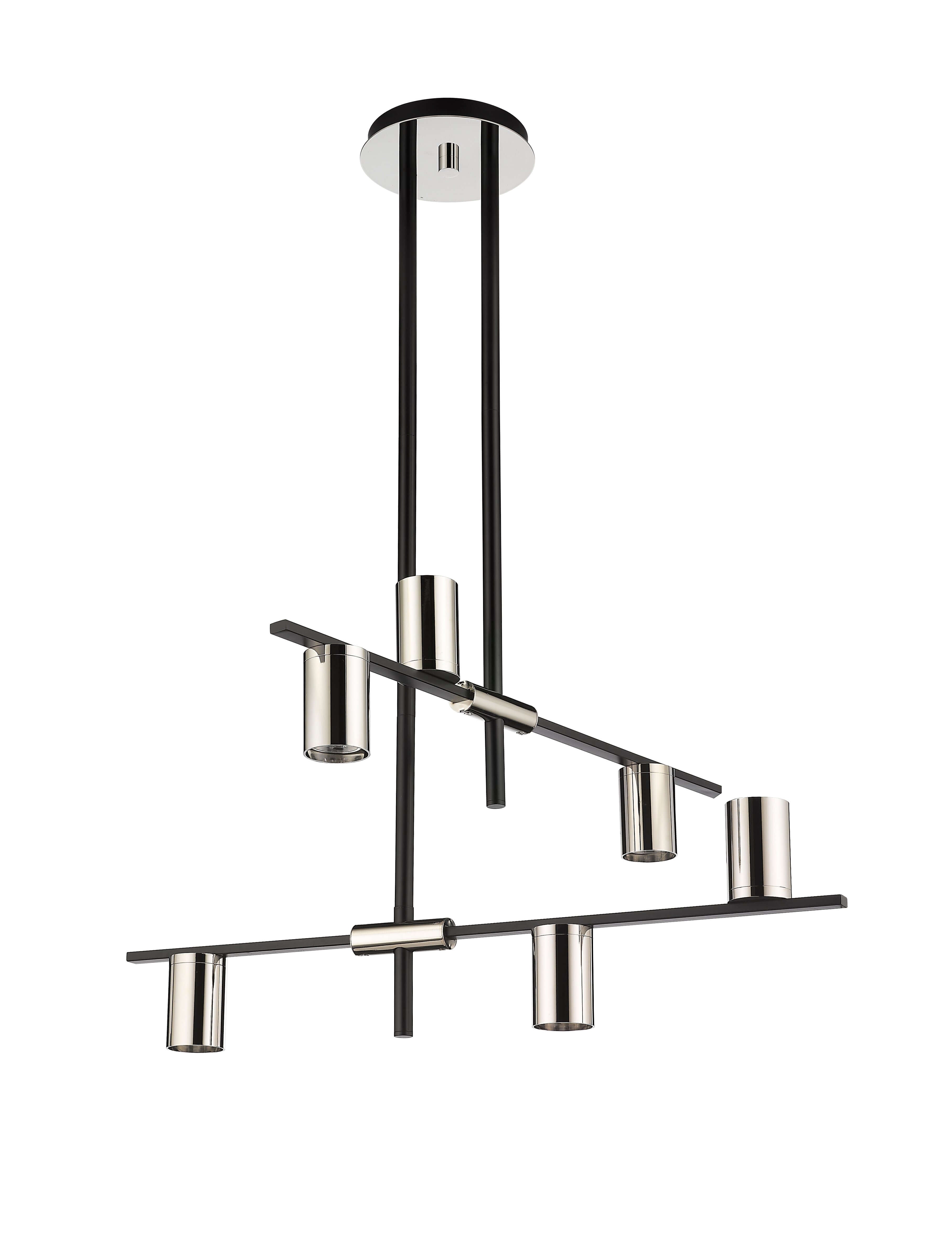 Calumet GU10 6 Light Chandelier Matte Black + Polished Nickel