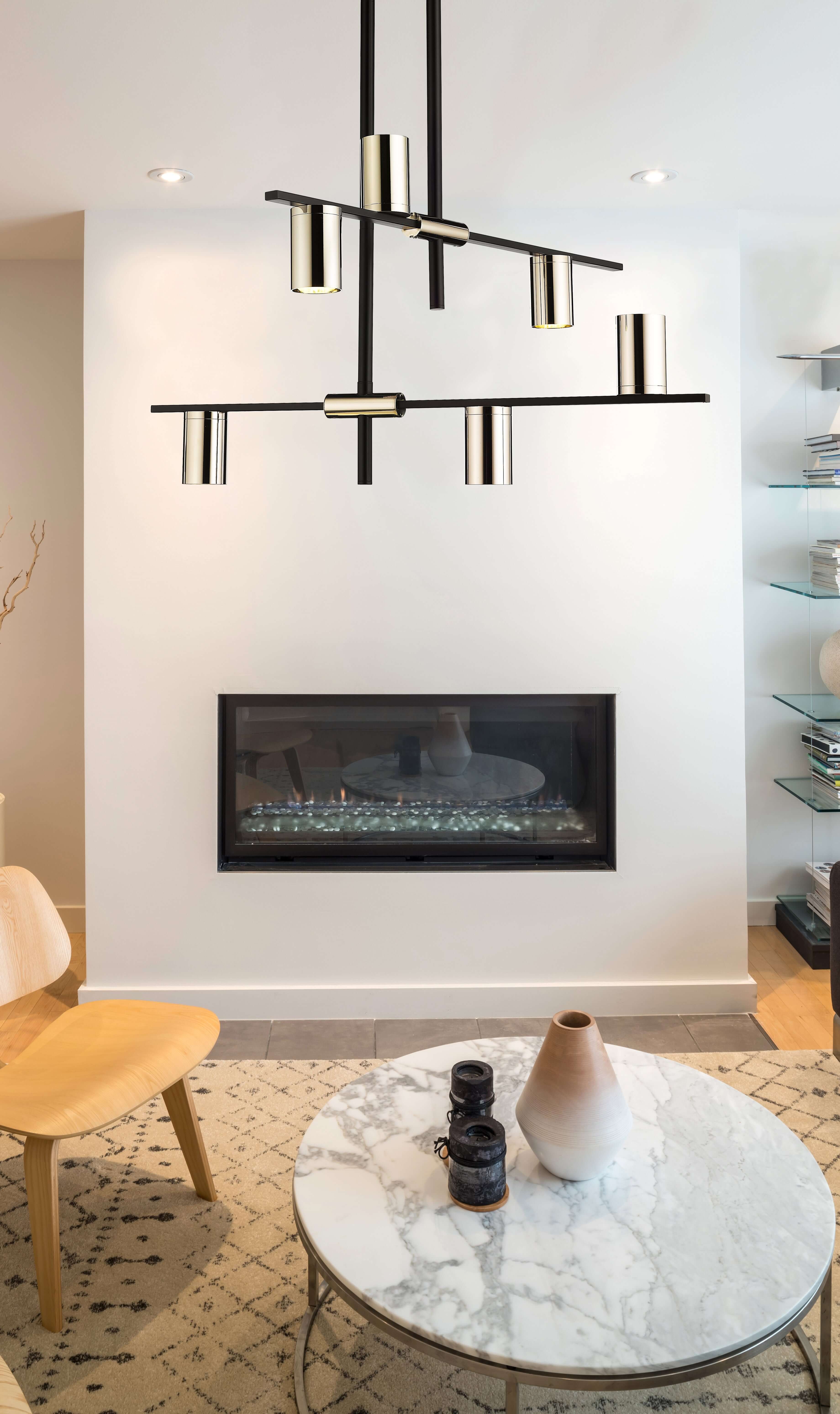 Calumet GU10 6 Light Chandelier Matte Black + Polished Nickel