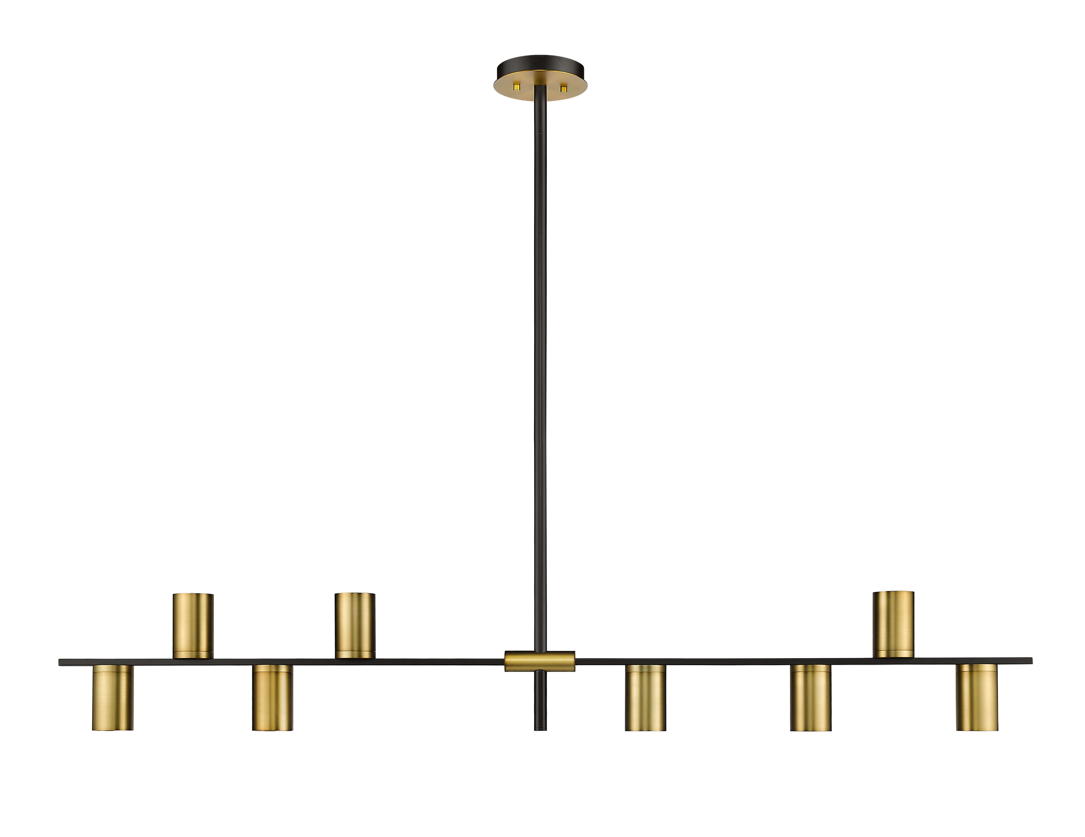 Calumet GU10 8 Light Linear Chandelier Matte Black + Olde Brass
