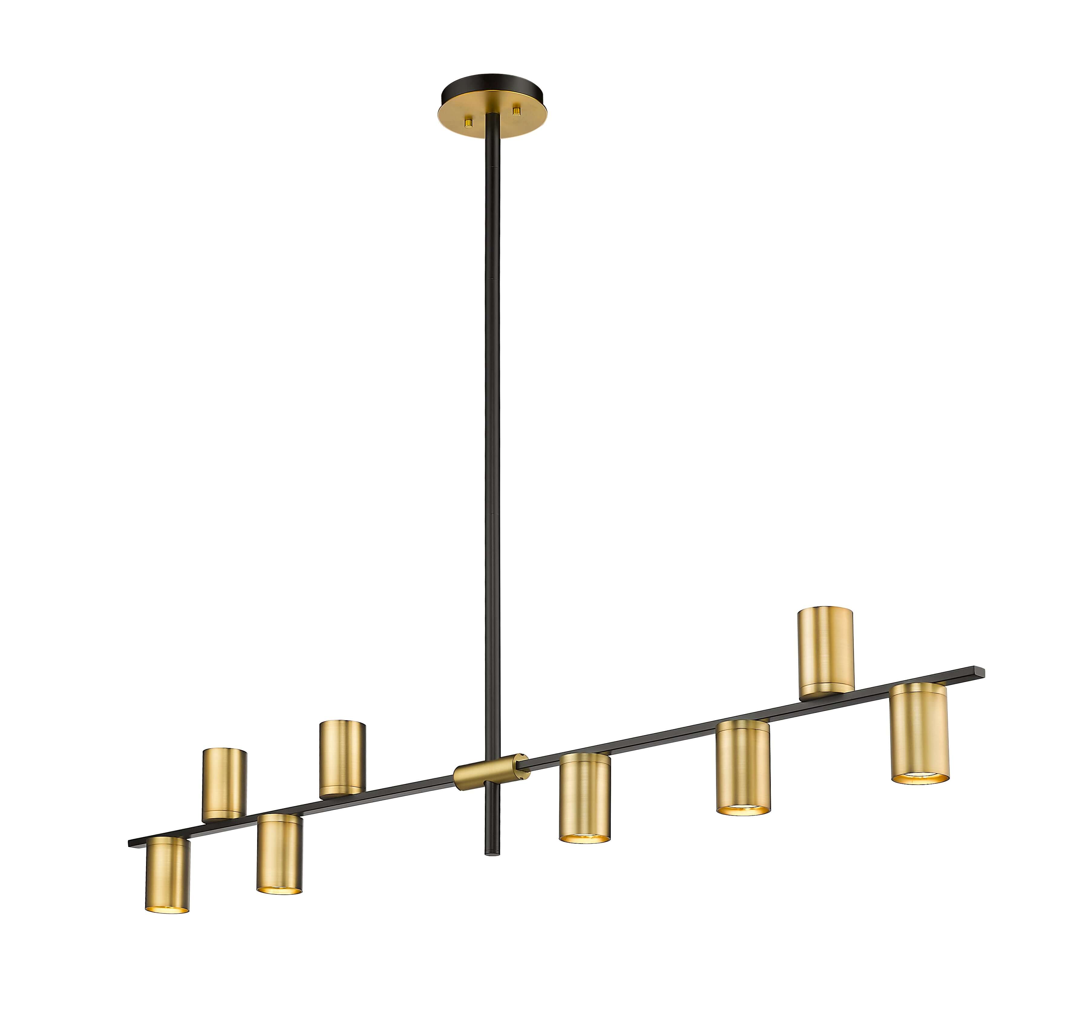 Calumet GU10 8 Light Linear Chandelier Matte Black + Olde Brass