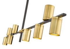 Calumet GU10 8 Light Linear Chandelier Matte Black + Olde Brass