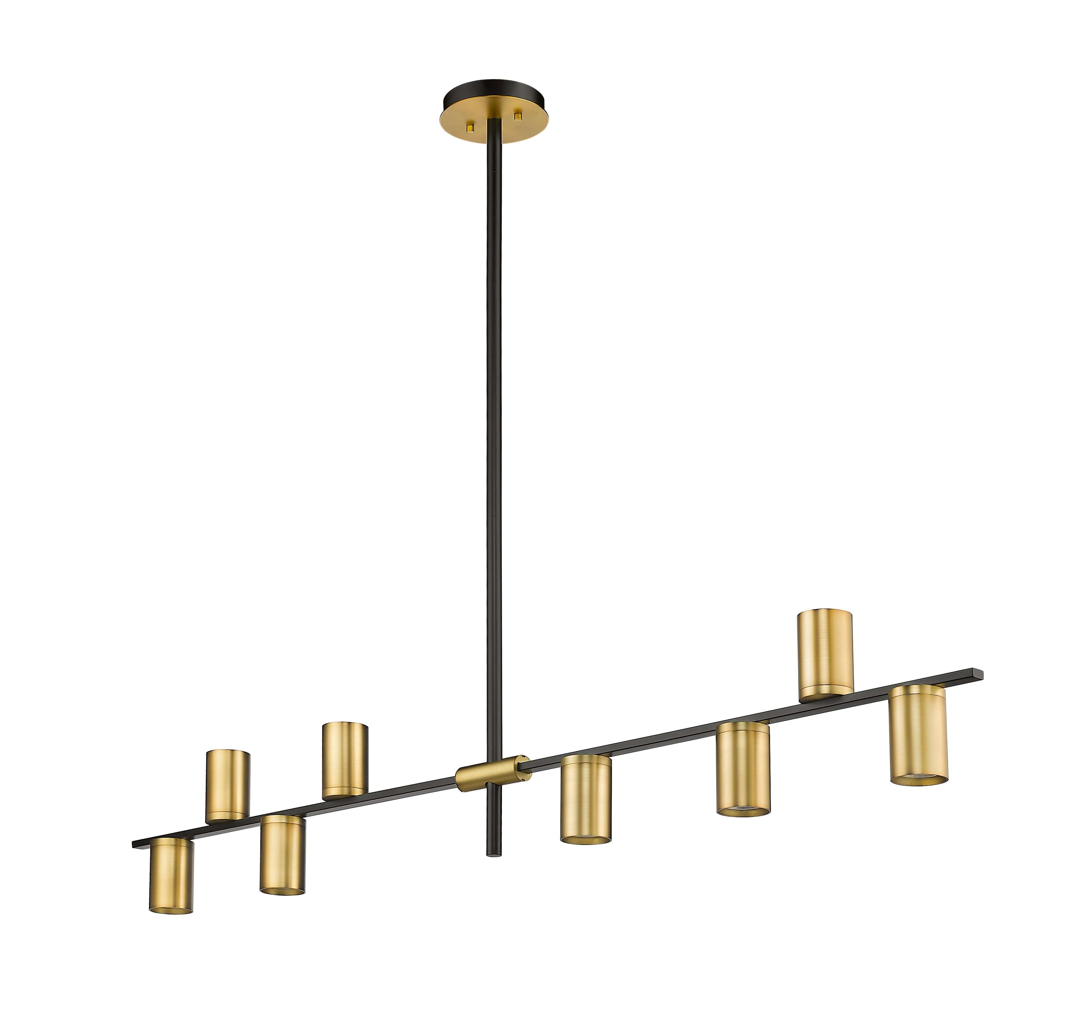 Calumet GU10 8 Light Linear Chandelier Matte Black + Olde Brass