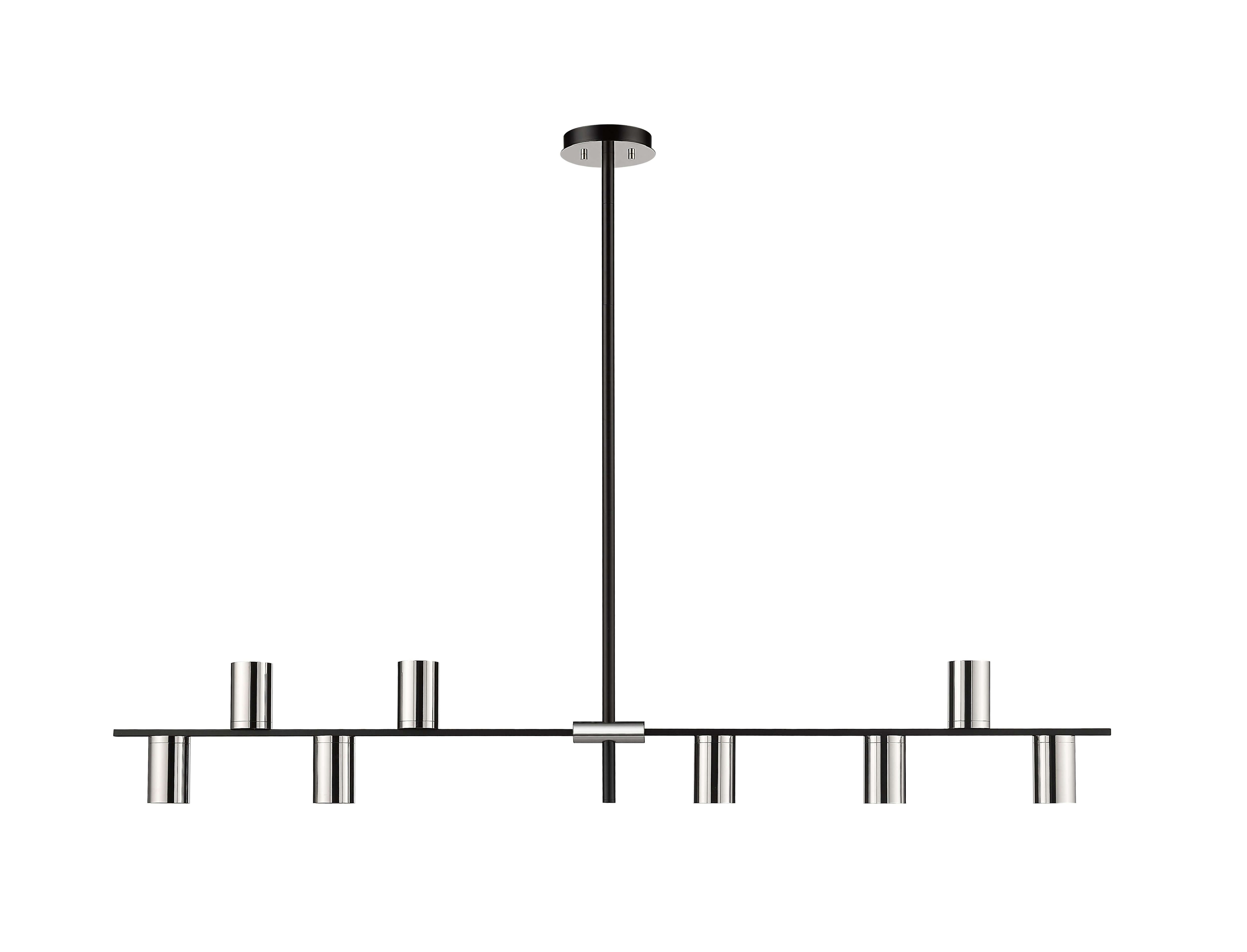 Calumet GU10 8 Light Linear Chandelier Matte Black + Polished Nickel