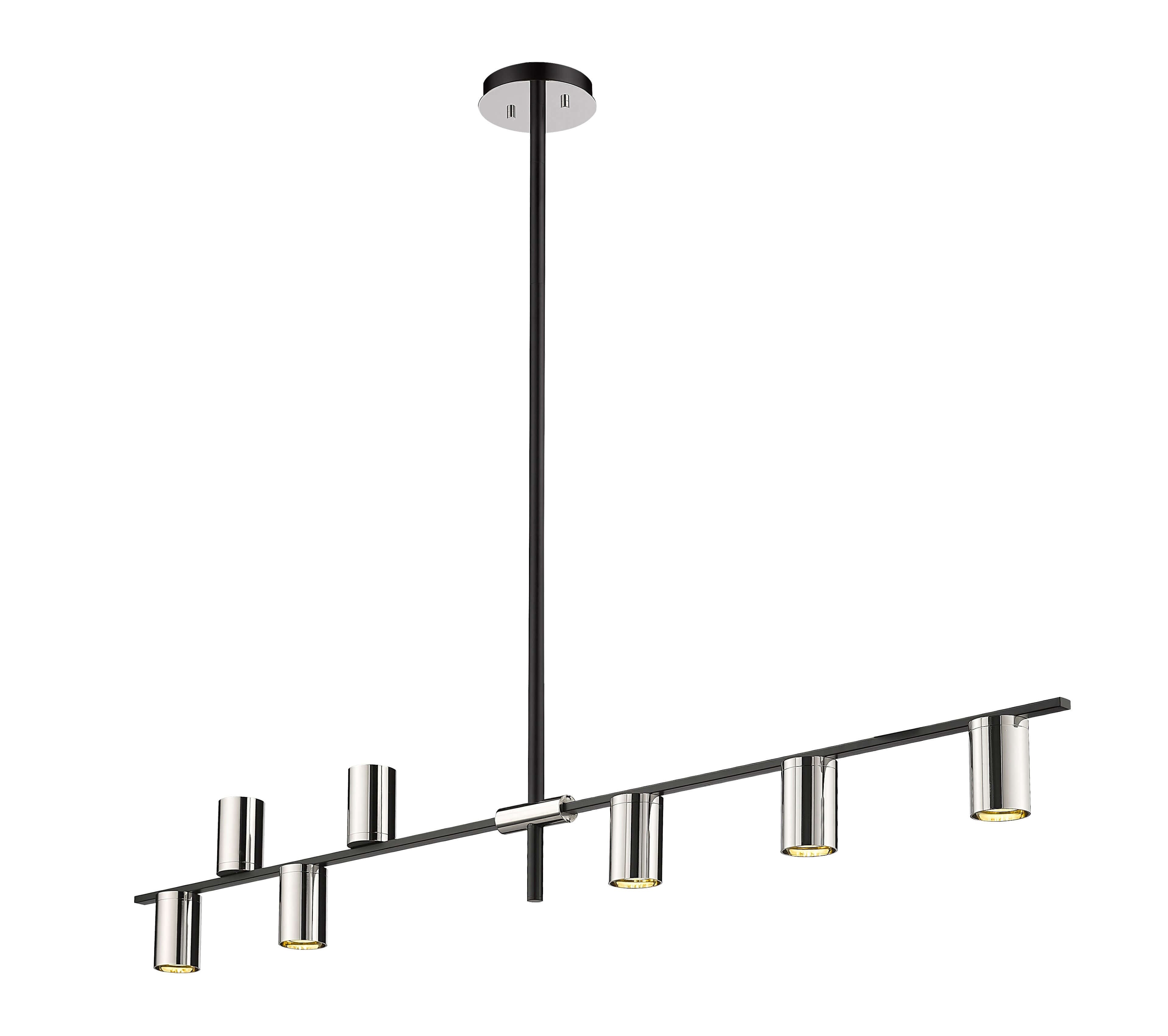 Calumet GU10 8 Light Linear Chandelier Matte Black + Polished Nickel
