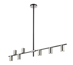 Calumet GU10 8 Light Linear Chandelier Matte Black + Polished Nickel