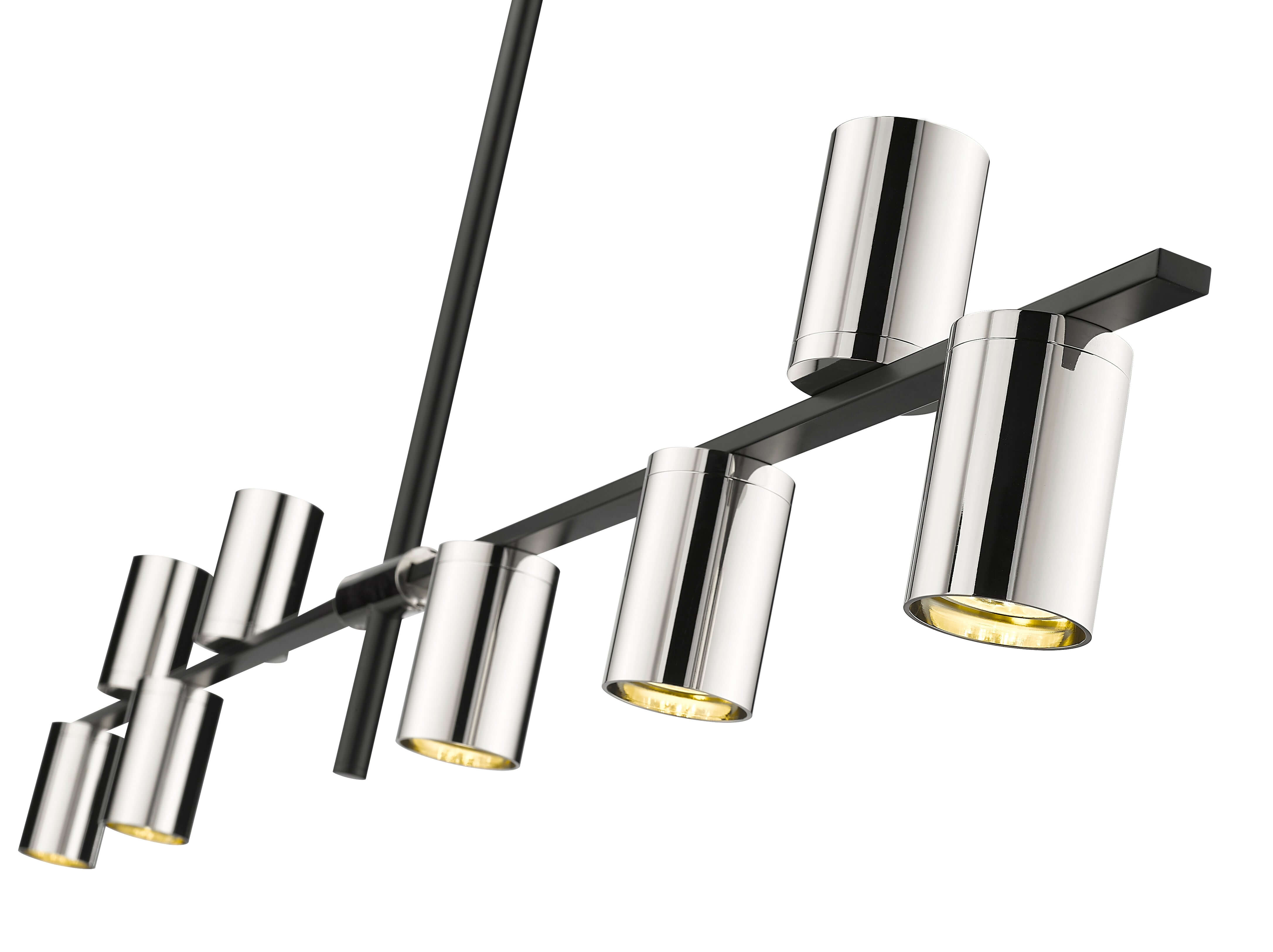 Calumet GU10 8 Light Linear Chandelier Matte Black + Polished Nickel