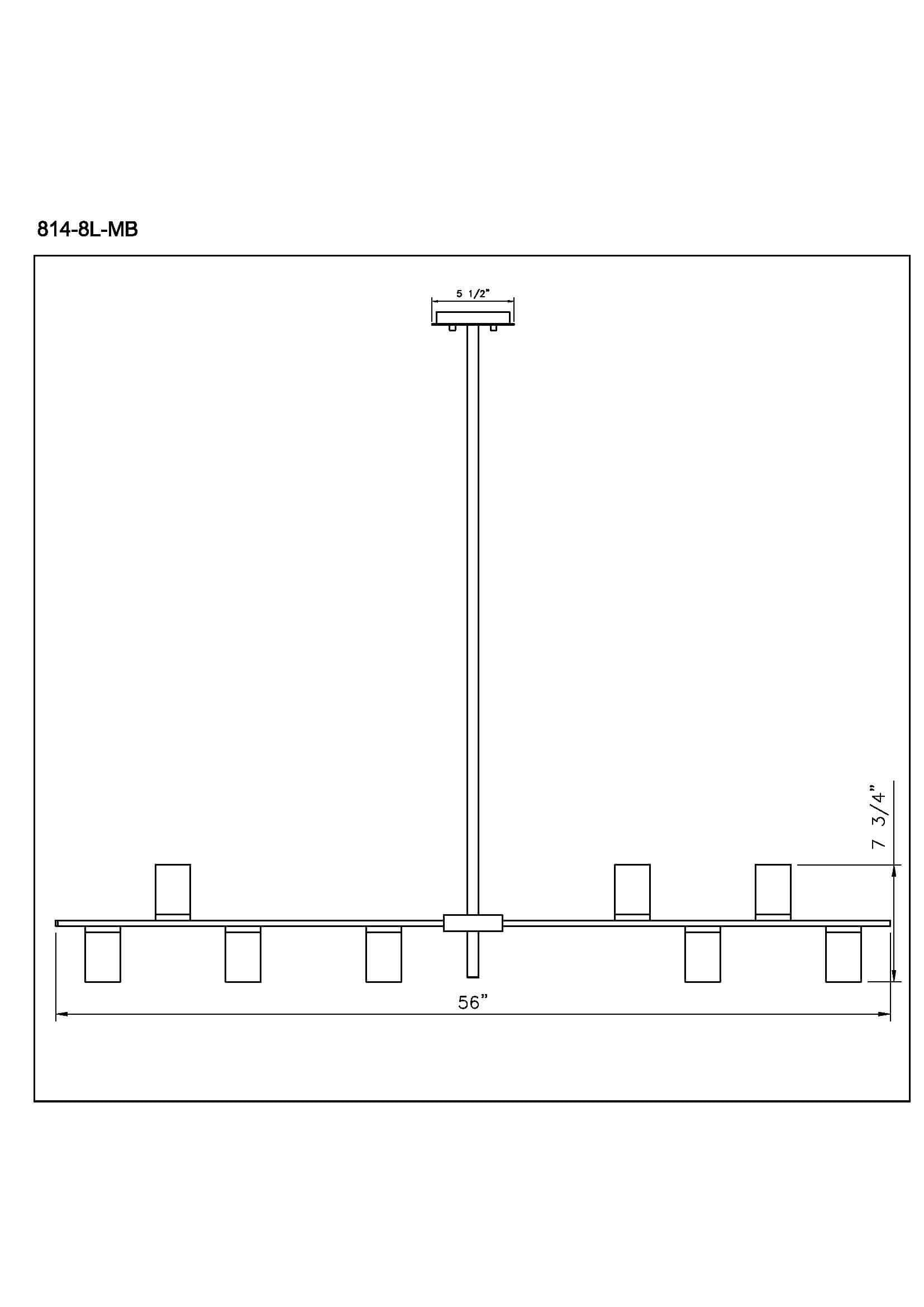Calumet GU10 8 Light Linear Chandelier Matte Black + Polished Nickel