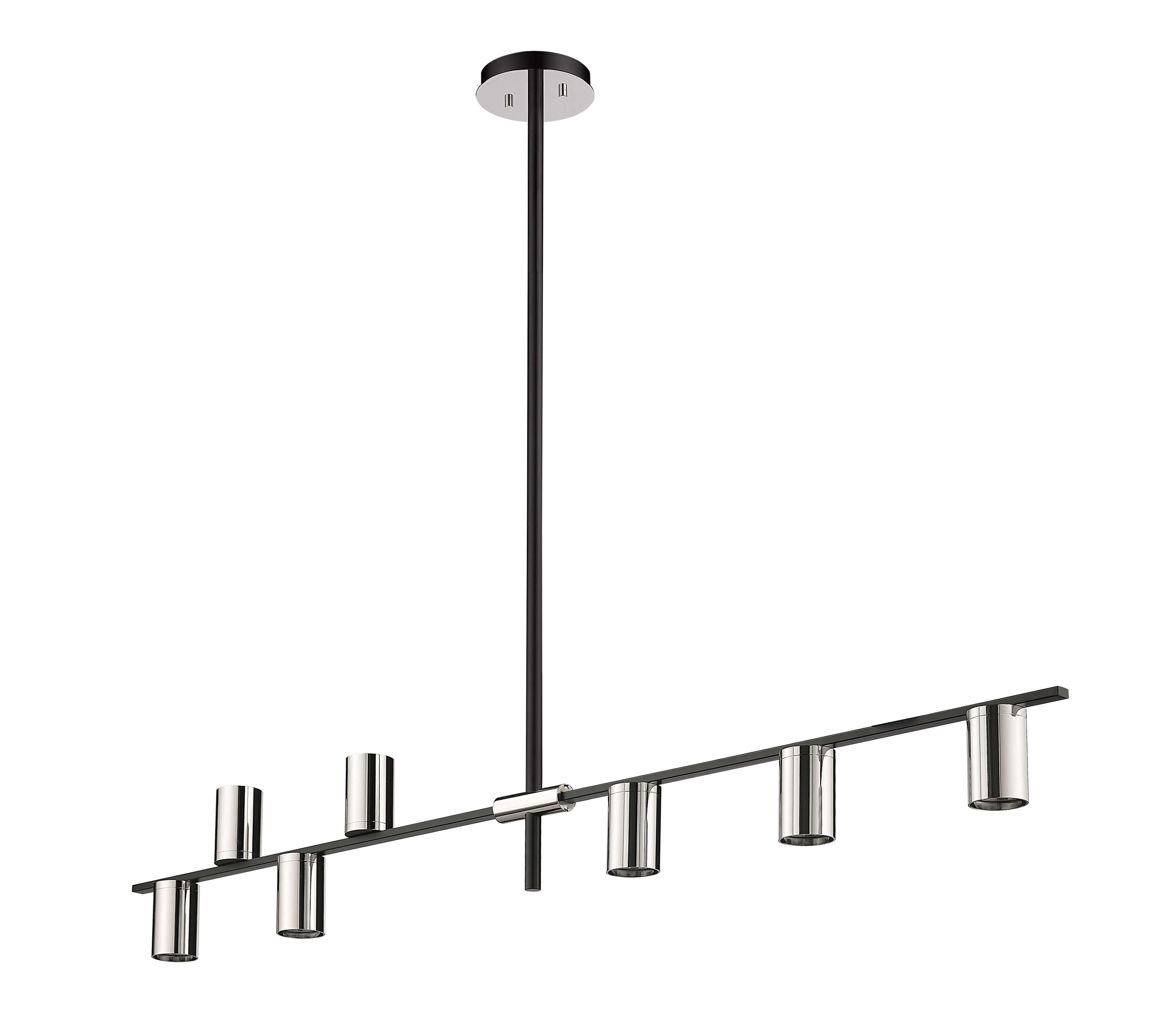 Calumet GU10 8 Light Linear Chandelier Matte Black + Polished Nickel