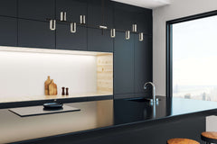 Calumet GU10 8 Light Linear Chandelier Matte Black + Polished Nickel