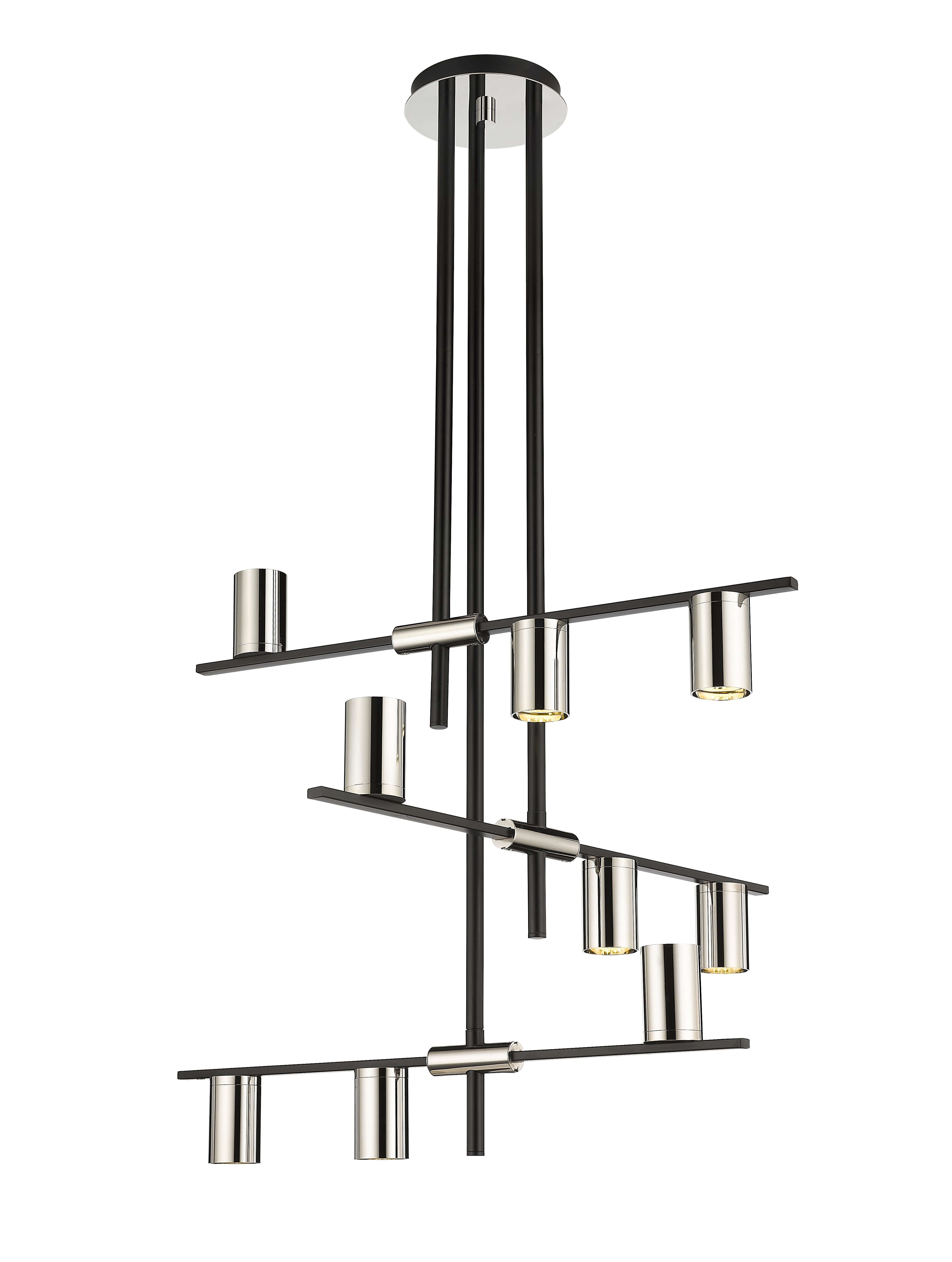 Calumet GU10 9 Light Chandelier Matte Black + Polished Nickel