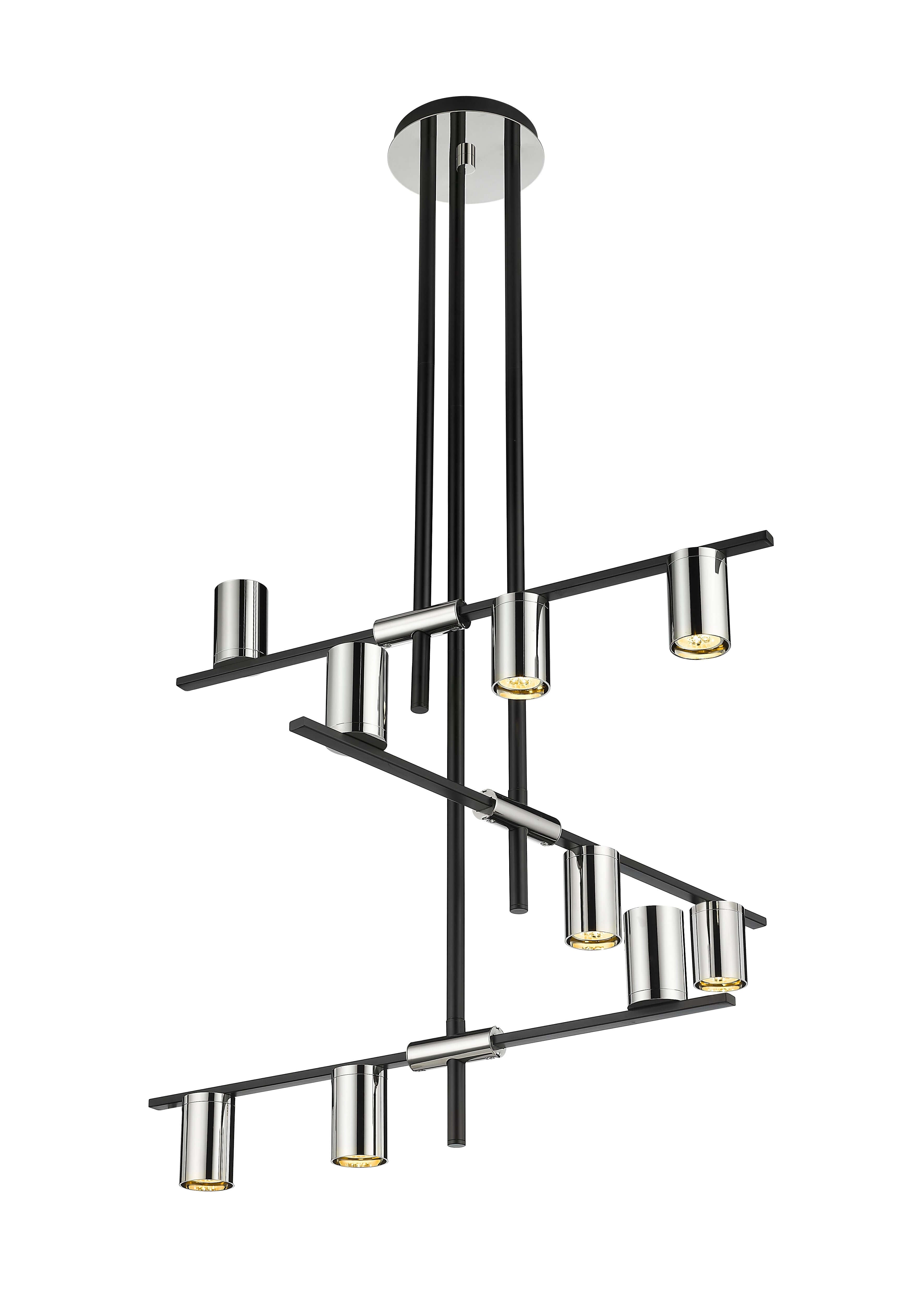 Calumet GU10 9 Light Chandelier Matte Black + Polished Nickel