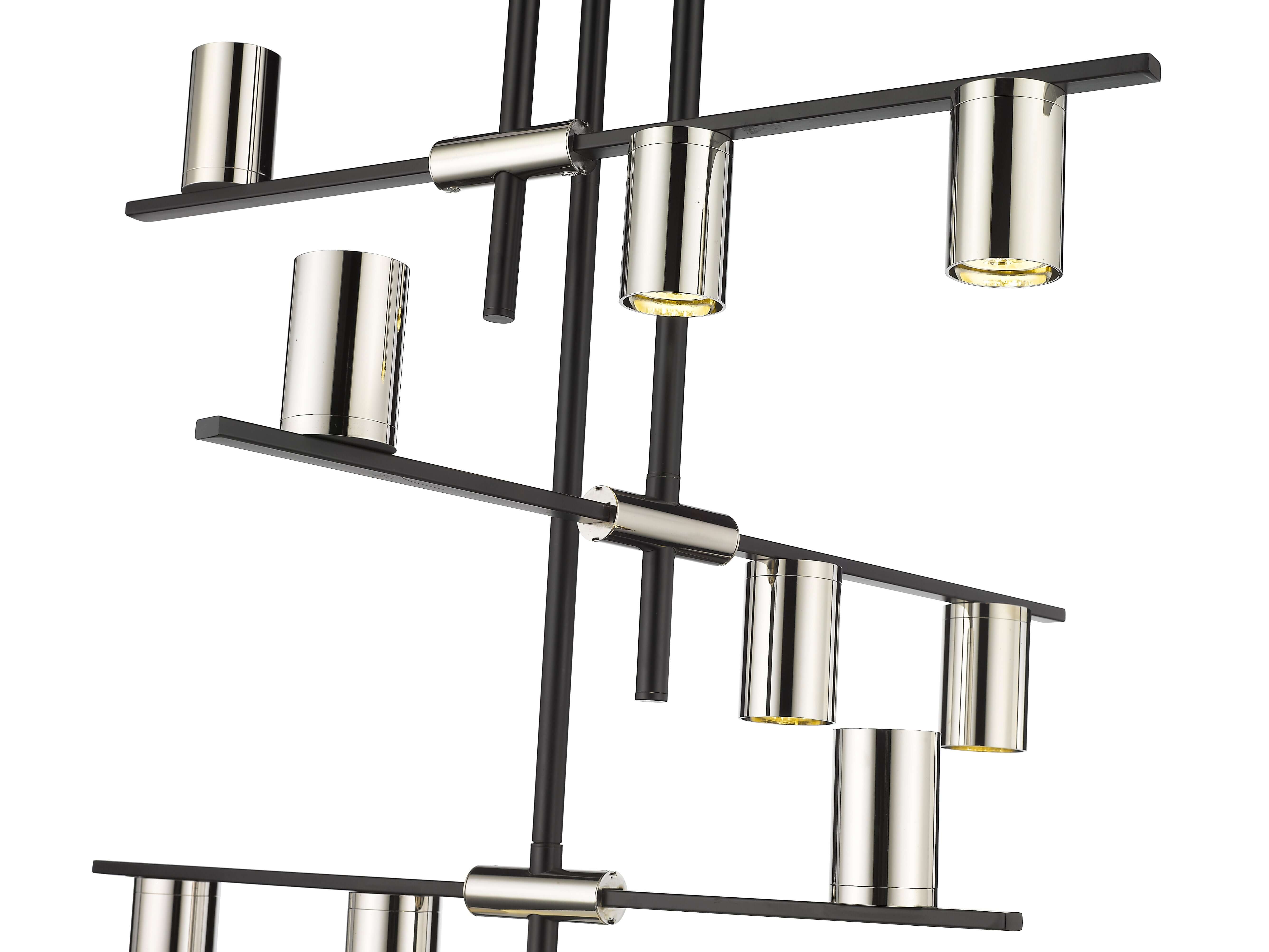 Calumet GU10 9 Light Chandelier Matte Black + Polished Nickel