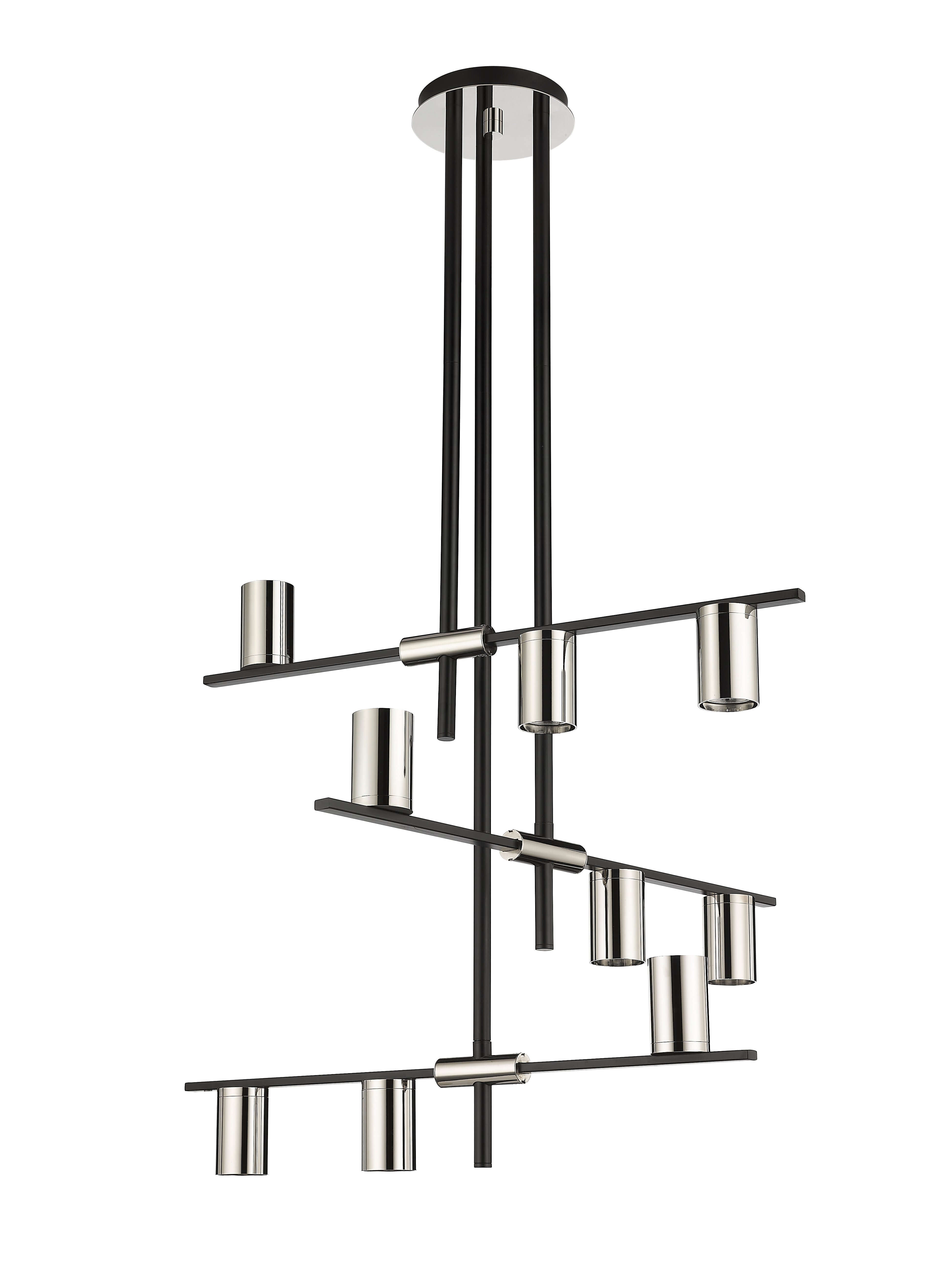 Calumet GU10 9 Light Chandelier Matte Black + Polished Nickel
