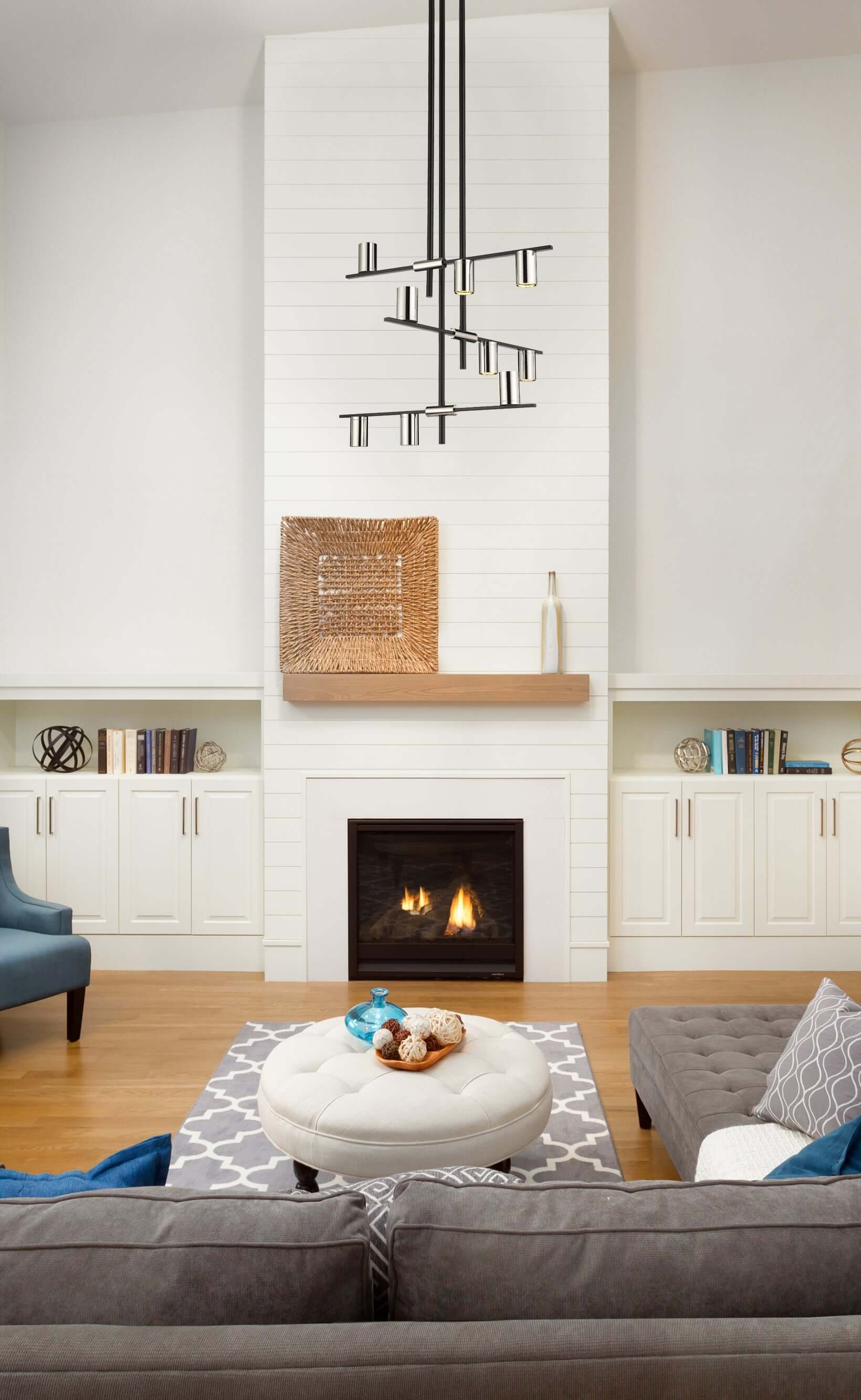 Calumet GU10 9 Light Chandelier Matte Black + Polished Nickel
