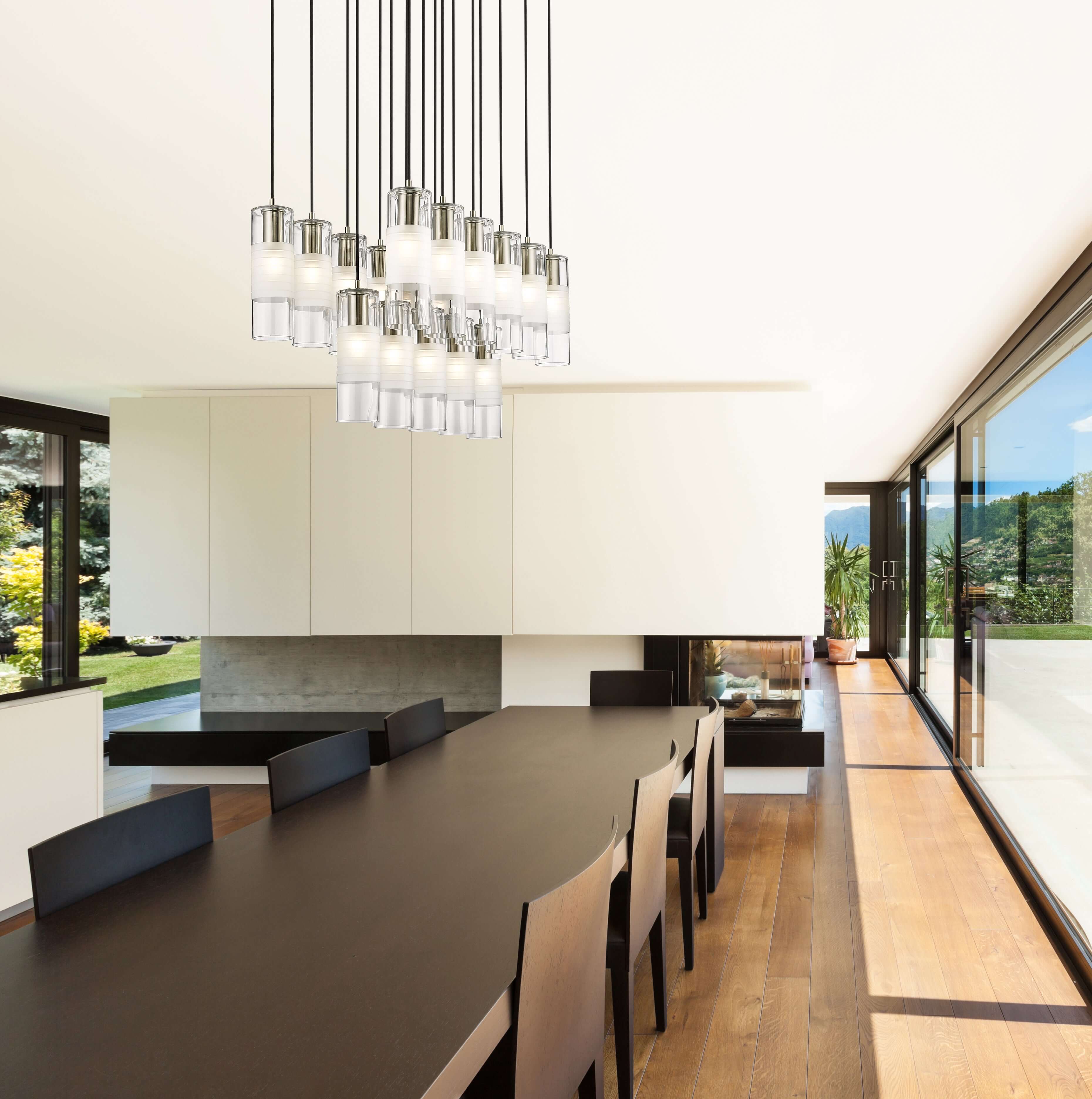 Alton 17 Light Linear Chandelier Brushed Nickel