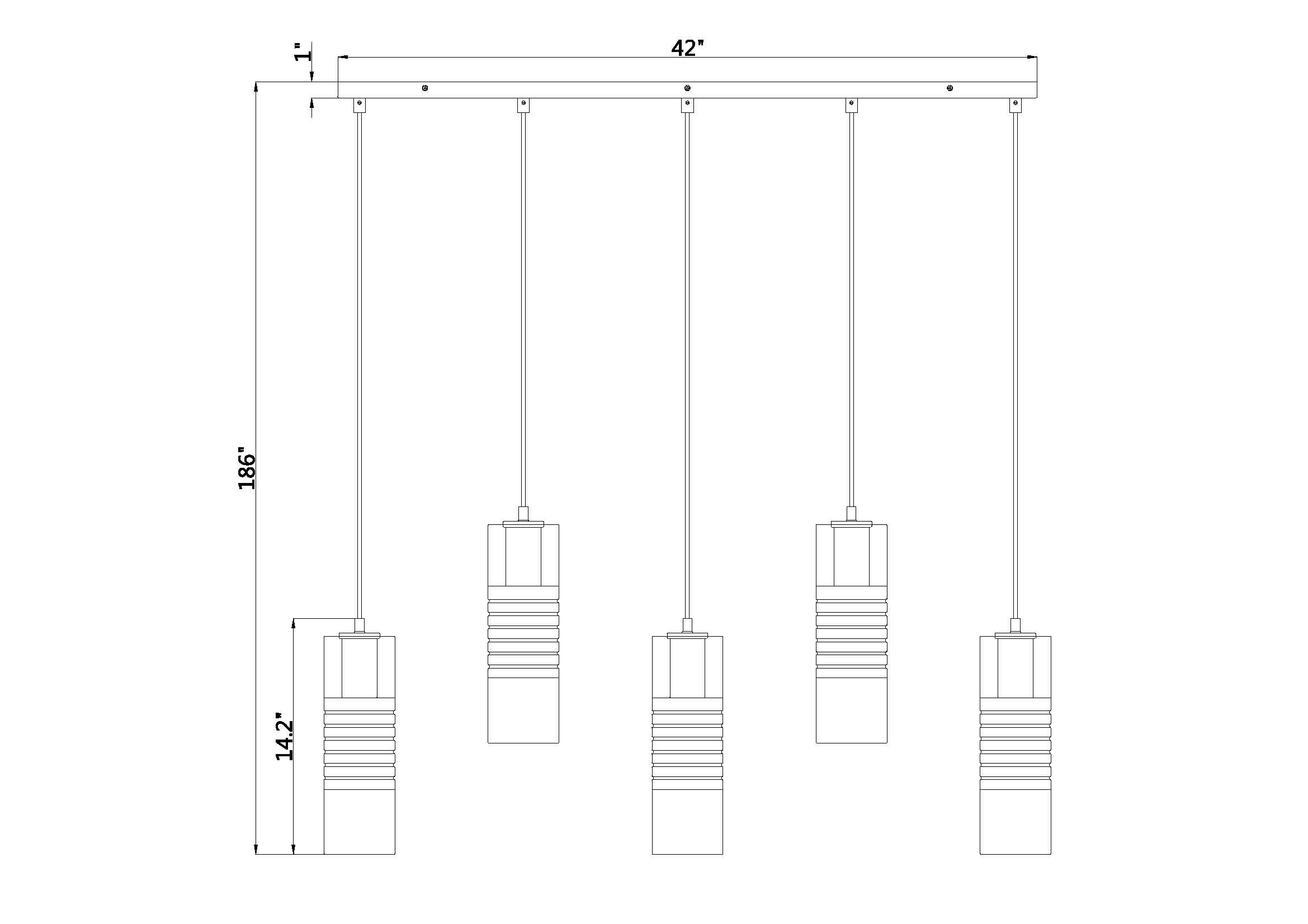 Alton 5 Light Linear Chandelier Matte Black