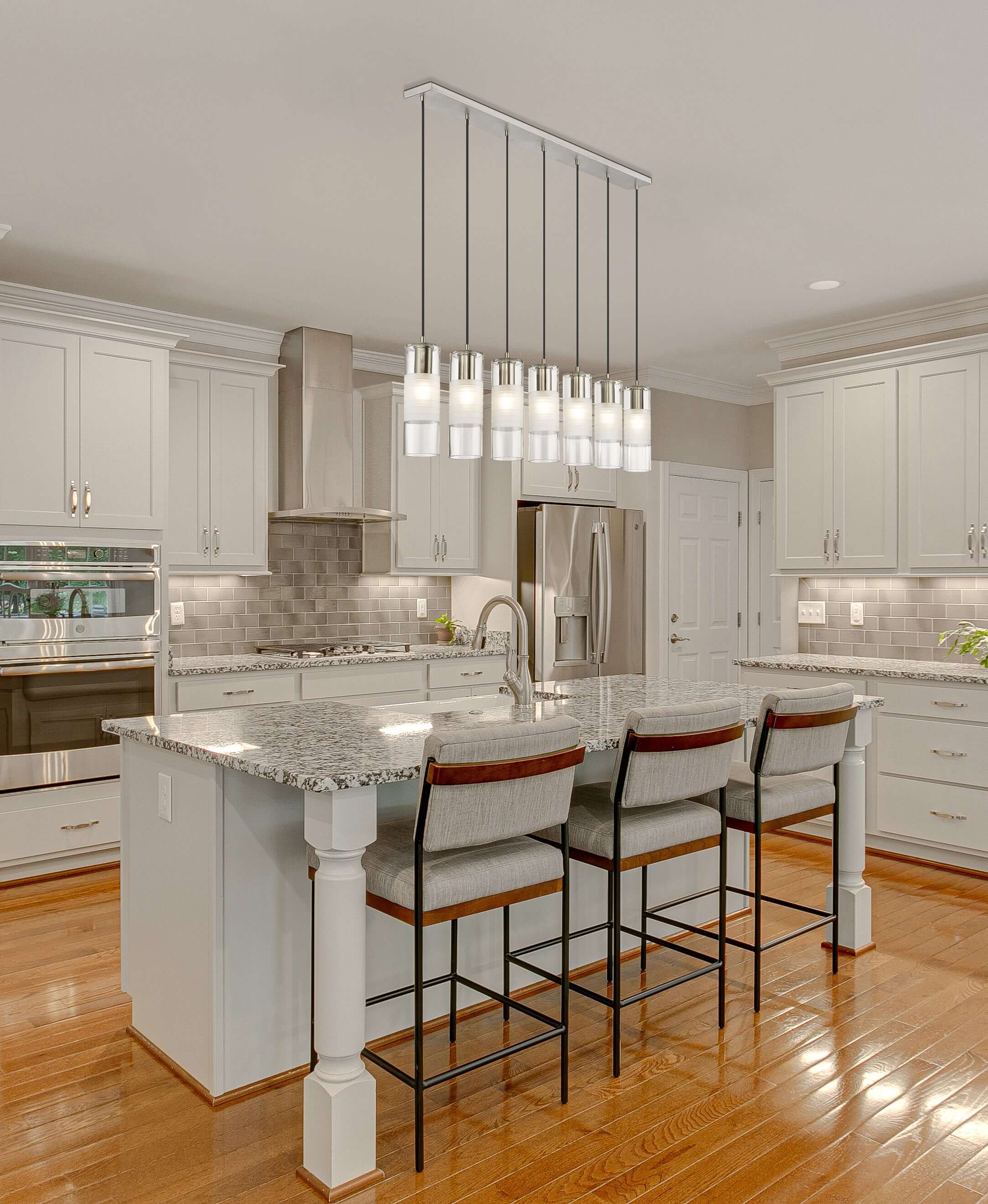 Alton 7 Light Linear Chandelier Brushed Nickel