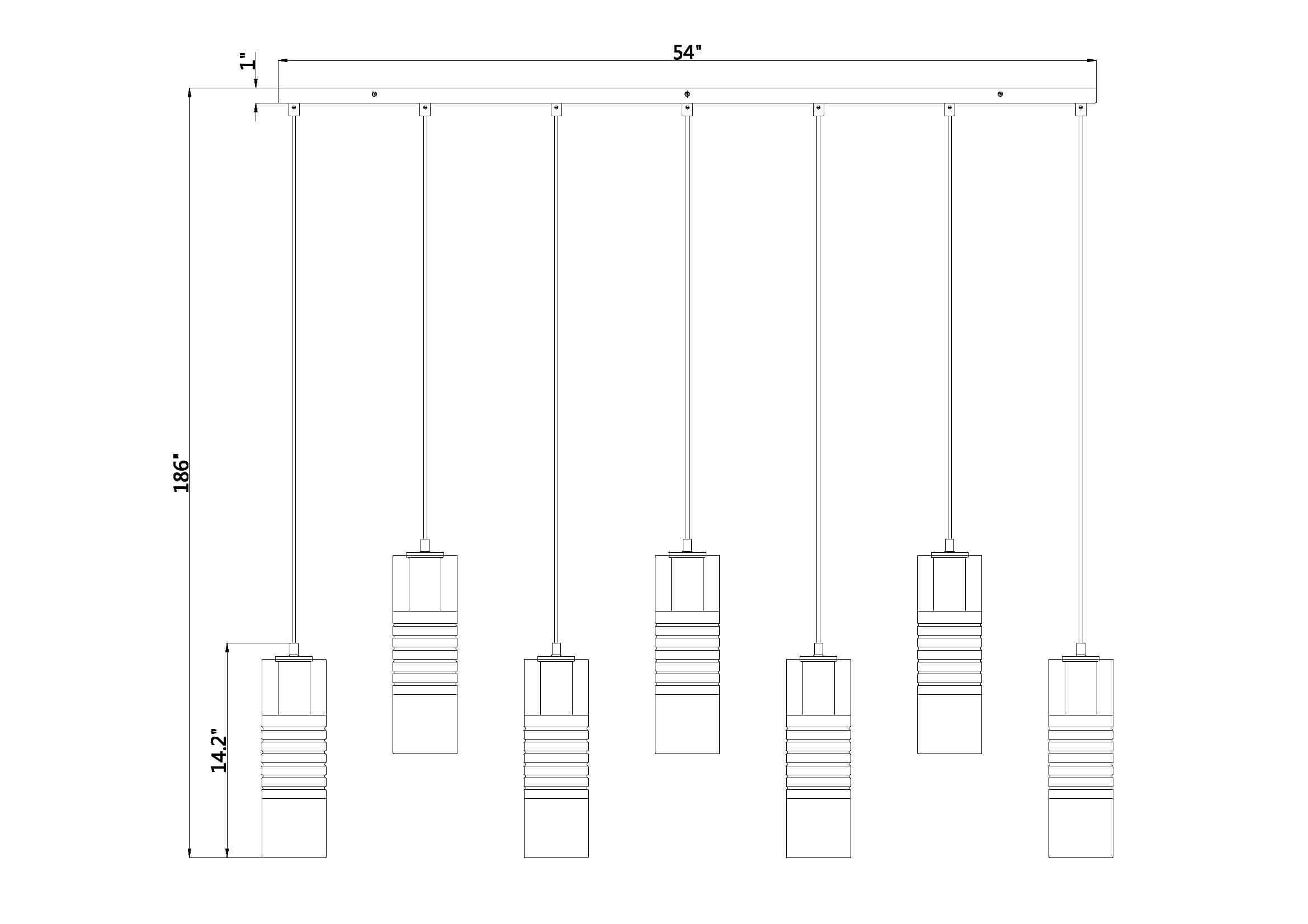 Alton 7 Light Linear Chandelier Modern Gold