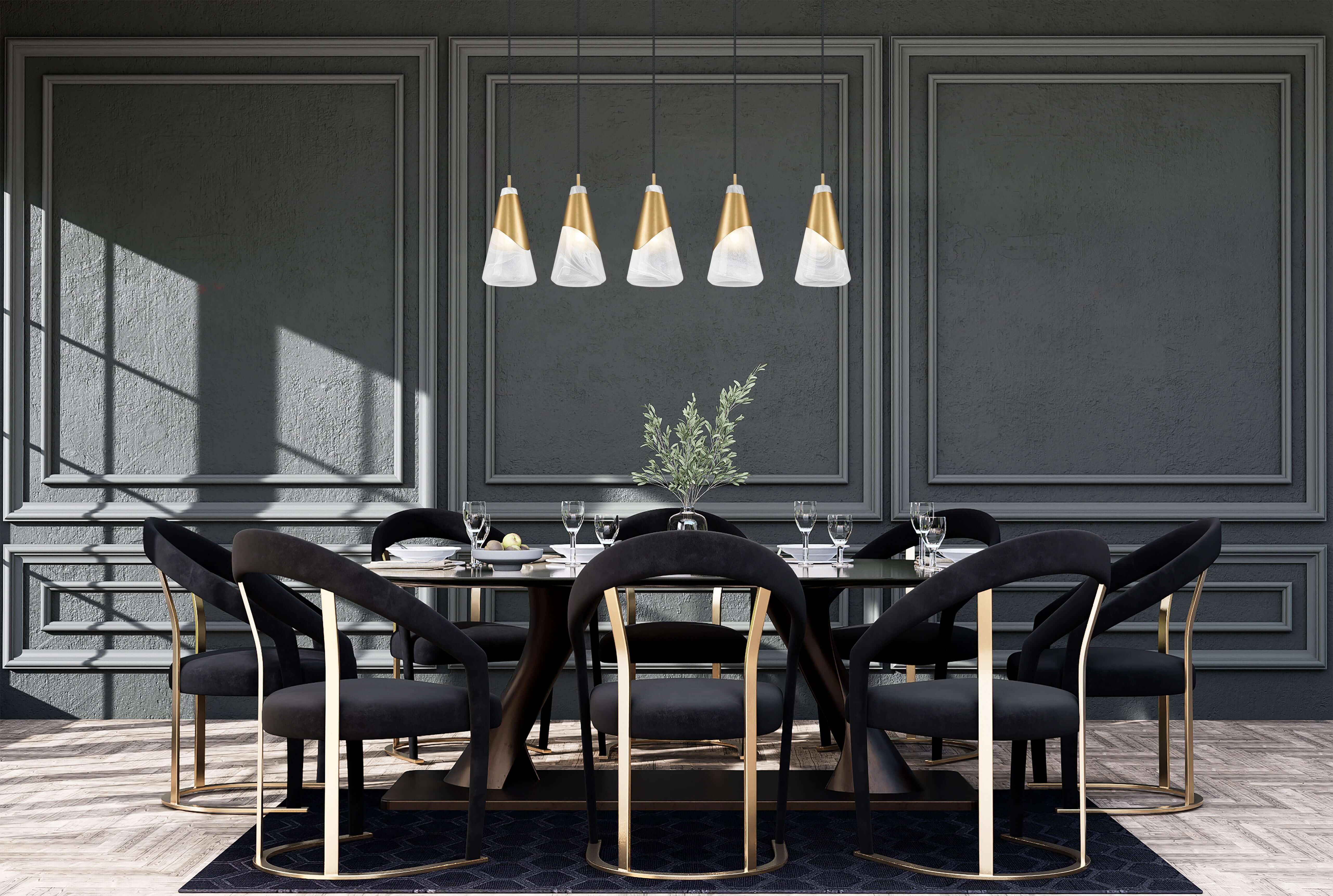 Aimie 5 Light Linear Chandelier Modern Gold