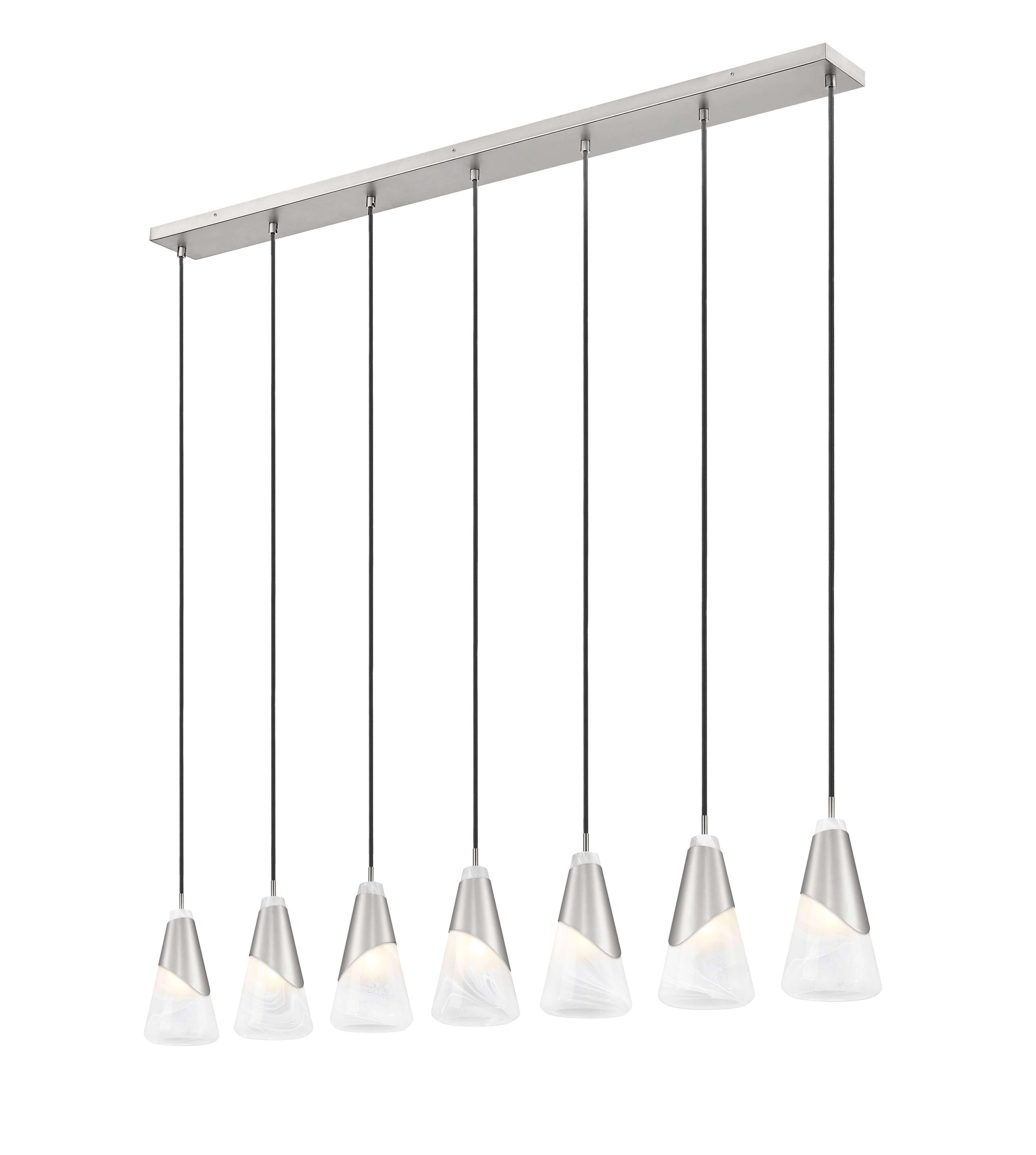 Aimie 7 Light Linear Chandelier Brushed Nickel