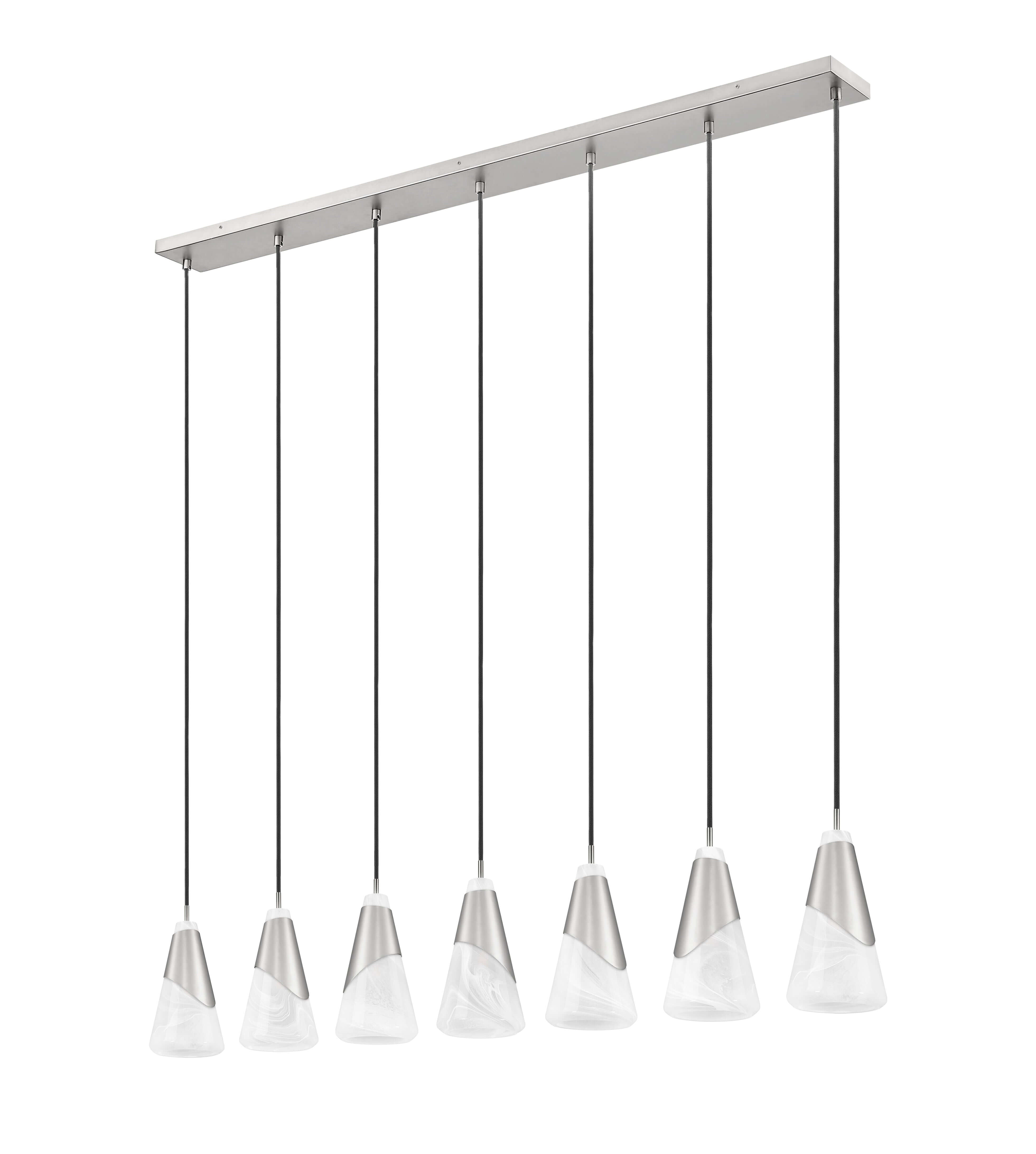Aimie 7 Light Linear Chandelier Brushed Nickel