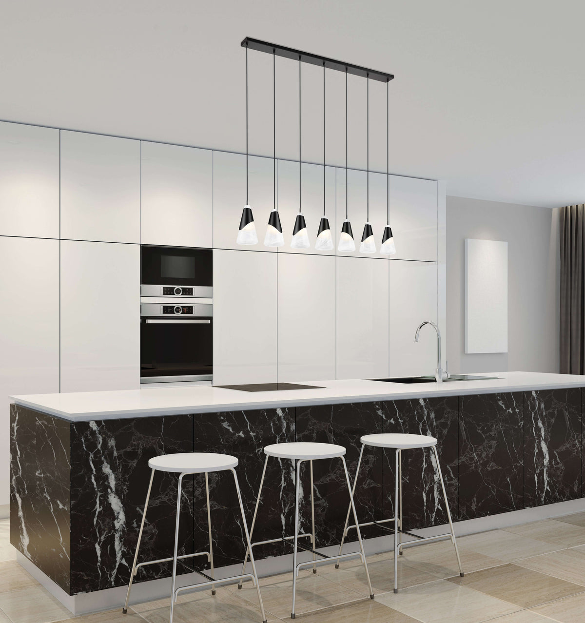Aimie 7 Light Linear Chandelier Brushed Nickel
