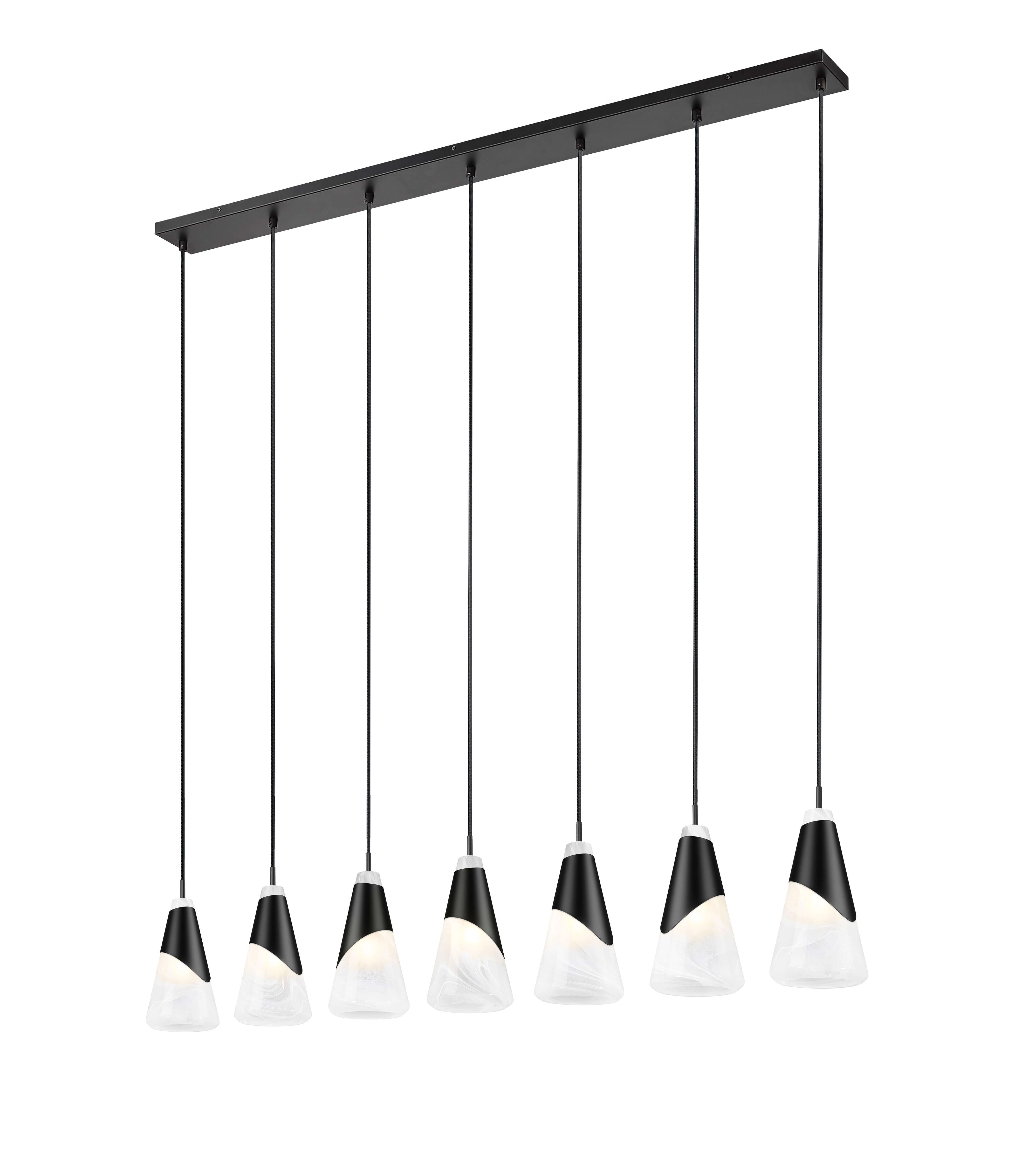 Aimie 7 Light Linear Chandelier Matte Black