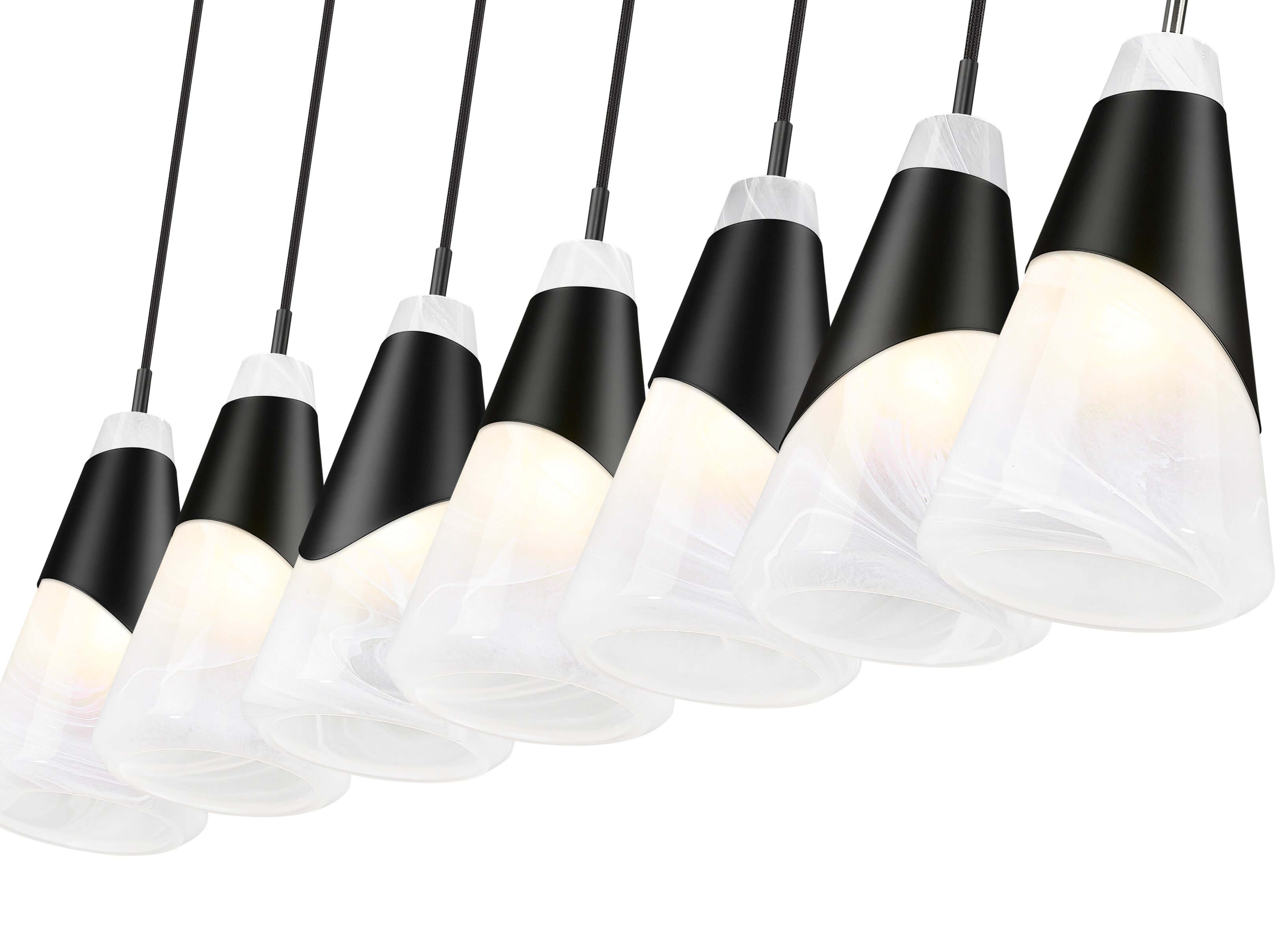 Aimie 7 Light Linear Chandelier Matte Black
