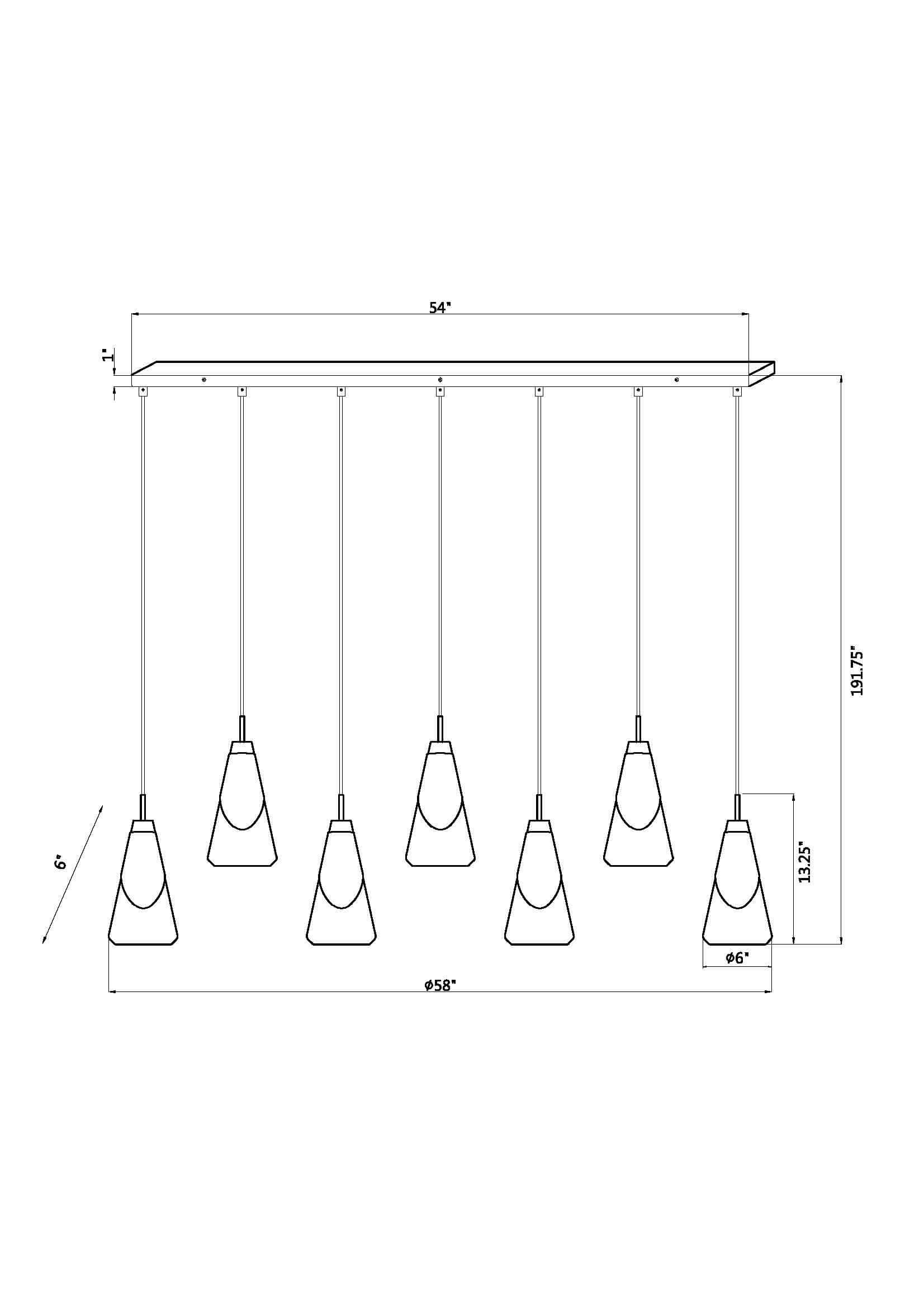 Aimie 7 Light Linear Chandelier Matte Black