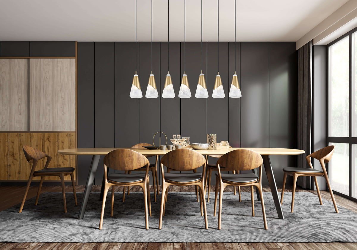 Aimie 7 Light Linear Chandelier Modern Gold
