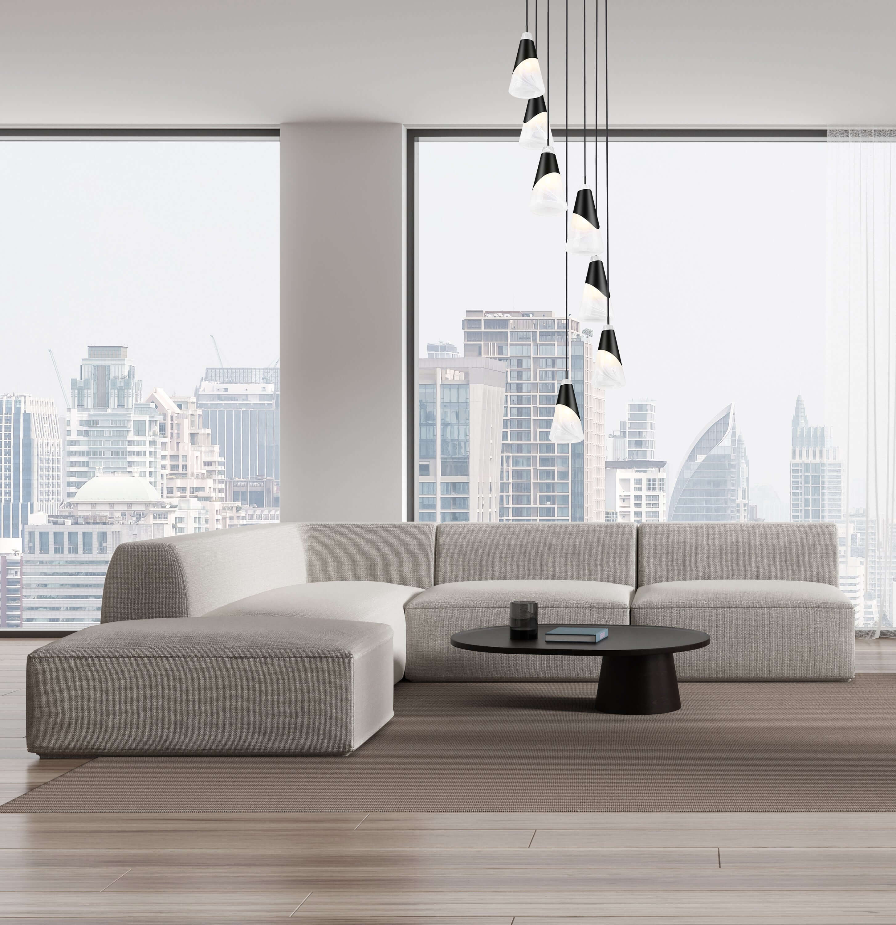 Aimie 7 Light Chandelier Matte Black